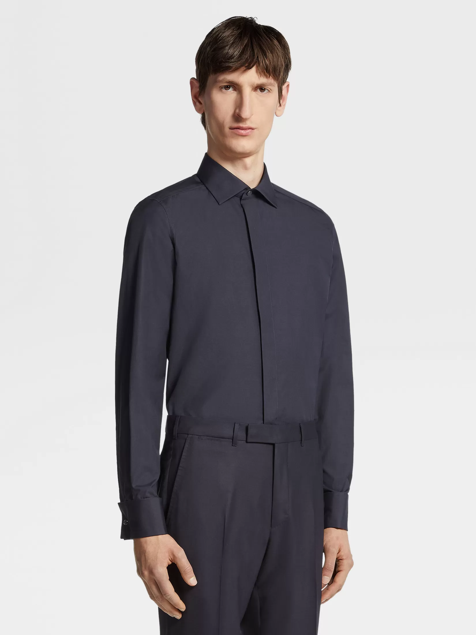 Cheap Camicia da Sera in Trofeo™ Silk Blu Navy Camicie