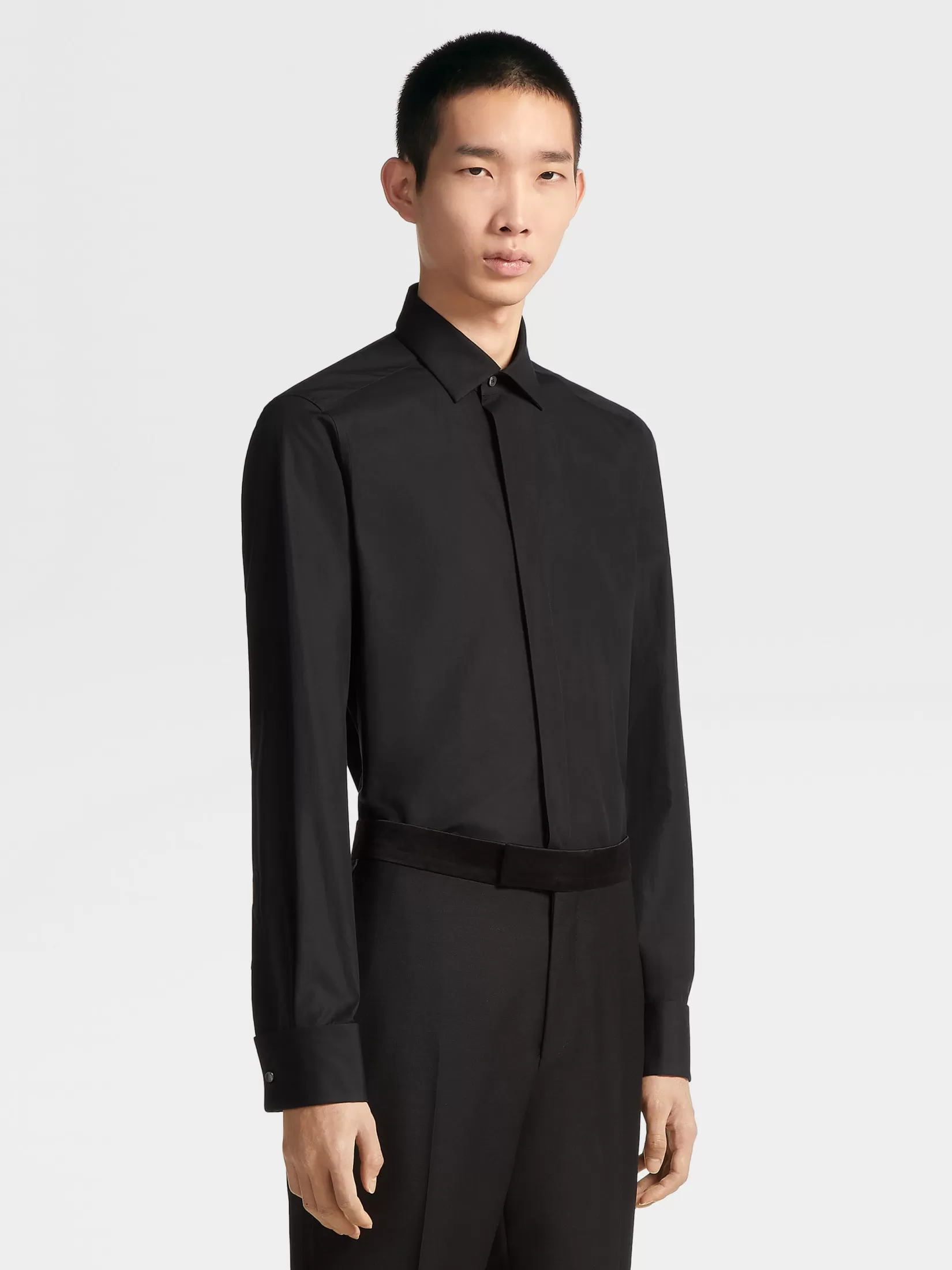 Sale Camicia da Sera in Trofeo™ Silk Nera Camicie