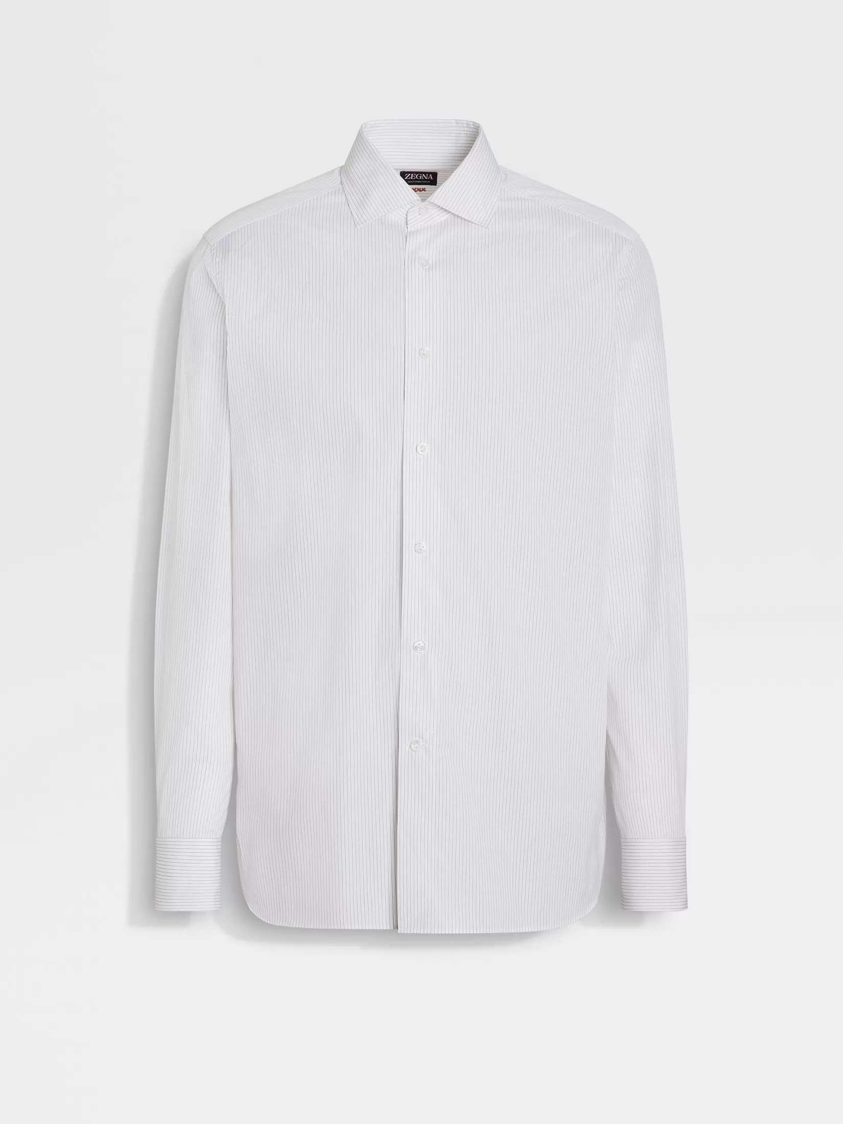 Clearance Camicia in Cotone Centoventimila a Righe Bianca e Cachi Camicie