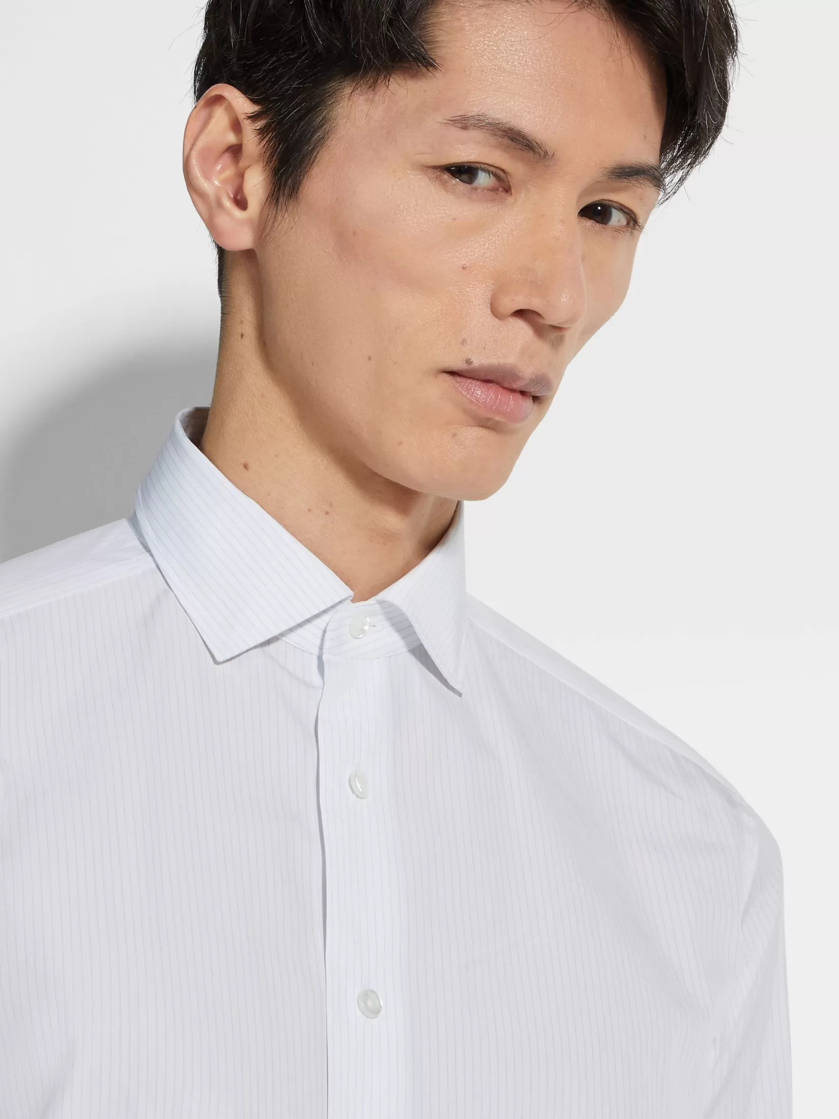 Clearance Camicia in Cotone Centoventimila a Righe Bianca e Celeste Camicie