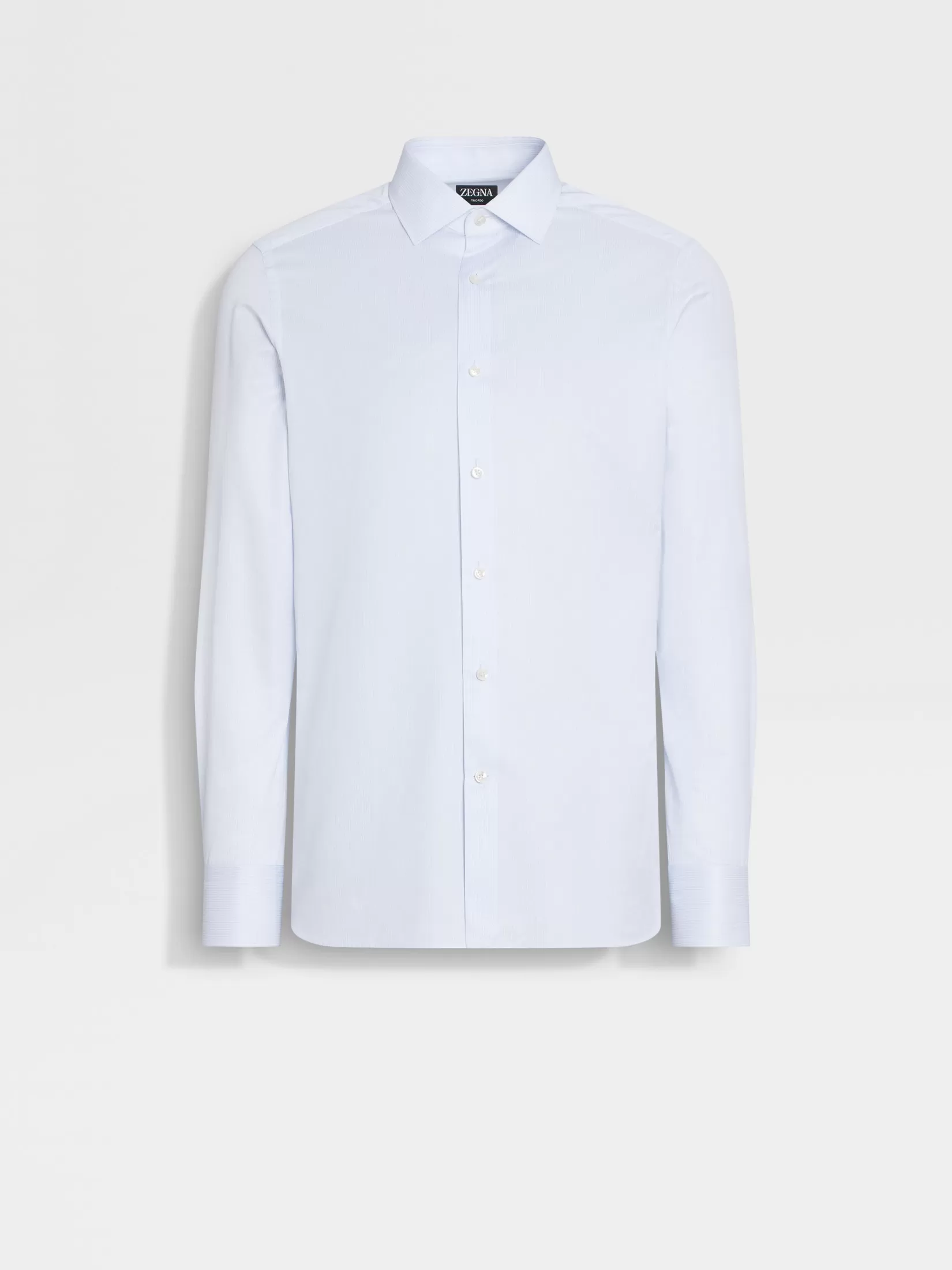 Flash Sale Camicia in Cotone Trofeo™ a Righe Fini Bianca e Celeste Camicie