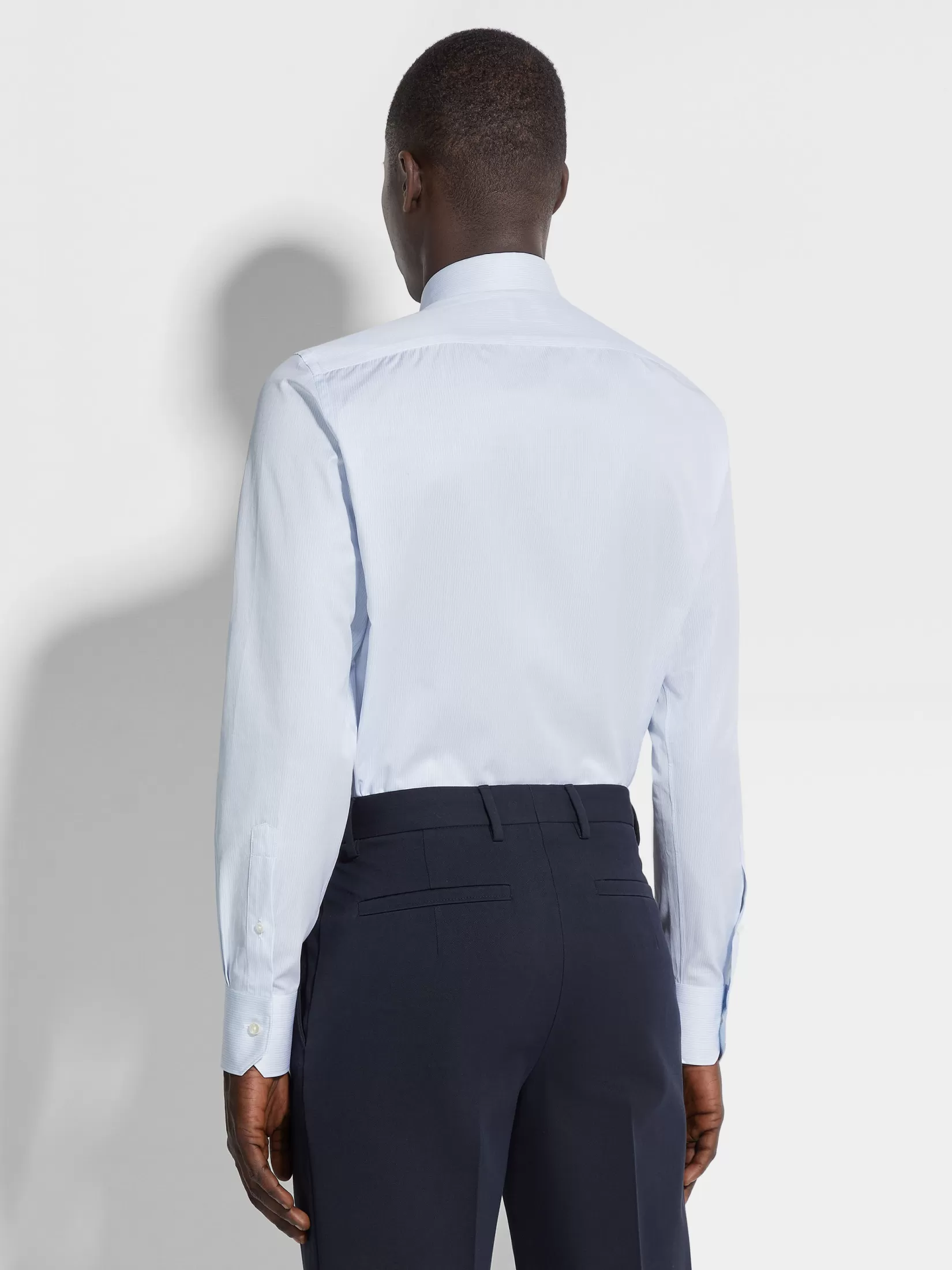Flash Sale Camicia in Cotone Trofeo™ a Righe Fini Bianca e Celeste Camicie