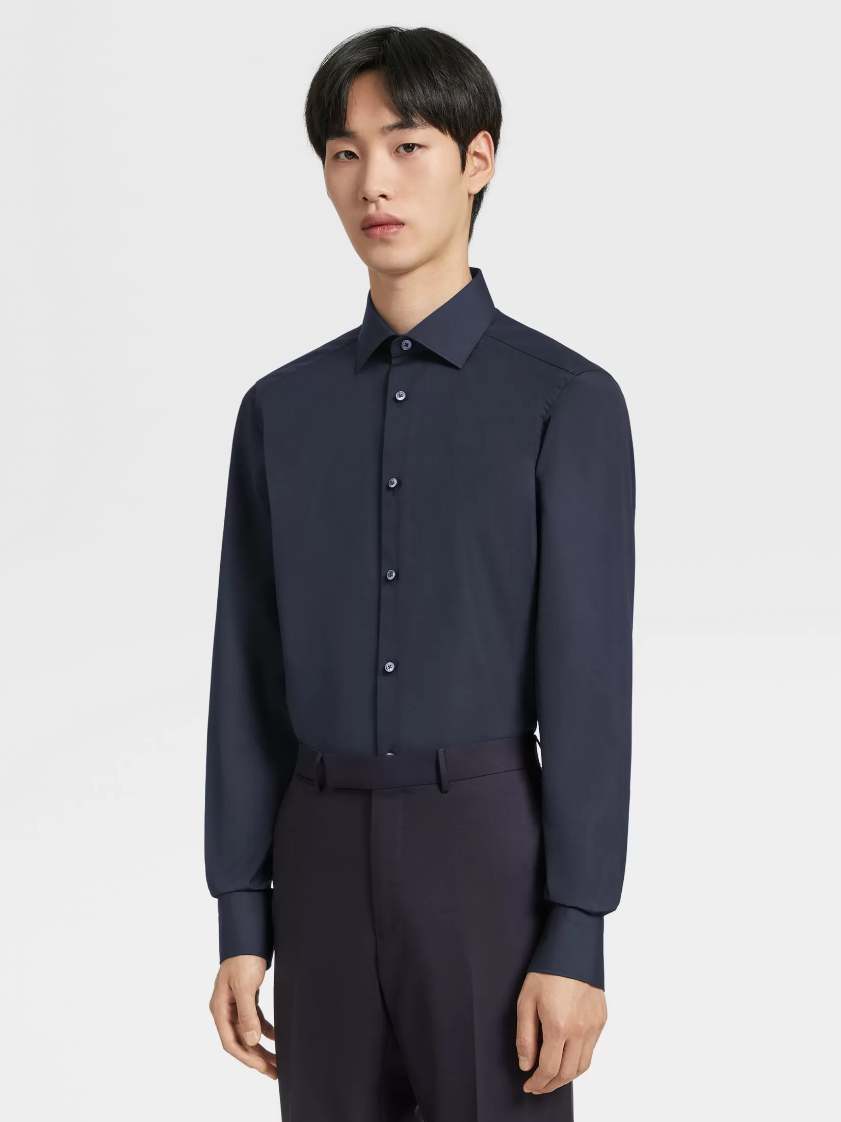 Clearance Camicia in Cotone Trofeo™ Comfort Blu Navy Camicie