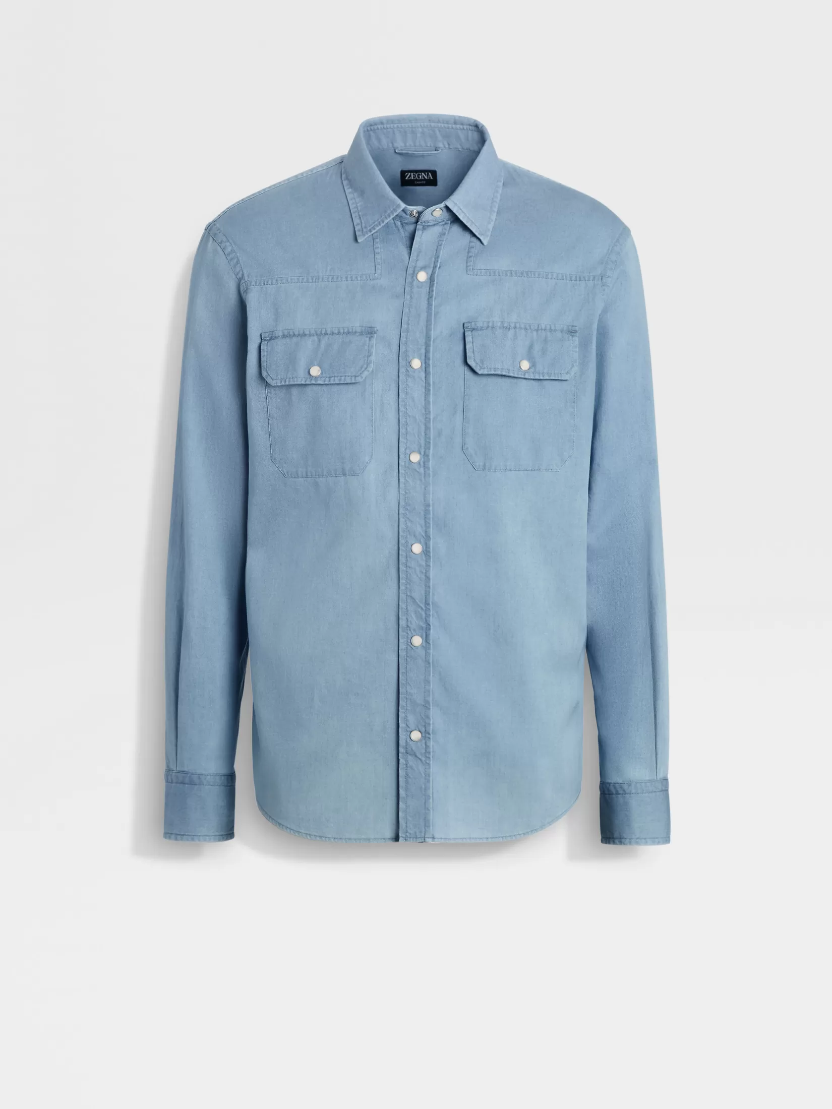 Online Camicia in Denim di Cotone Effetto Schiarito Camicie