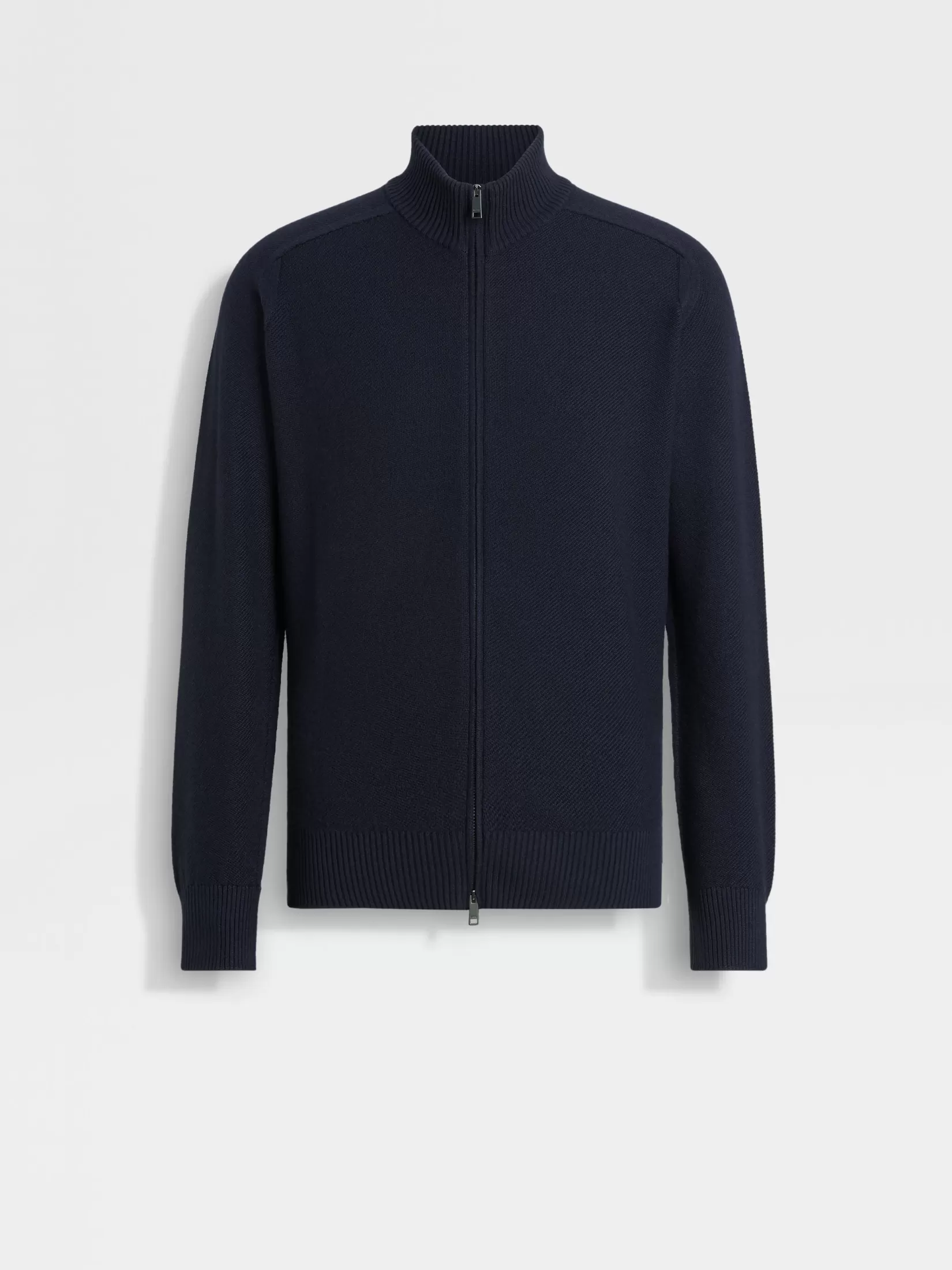 Best Cardigan con Zip Intera in Cashseta Blu Navy Maglieria