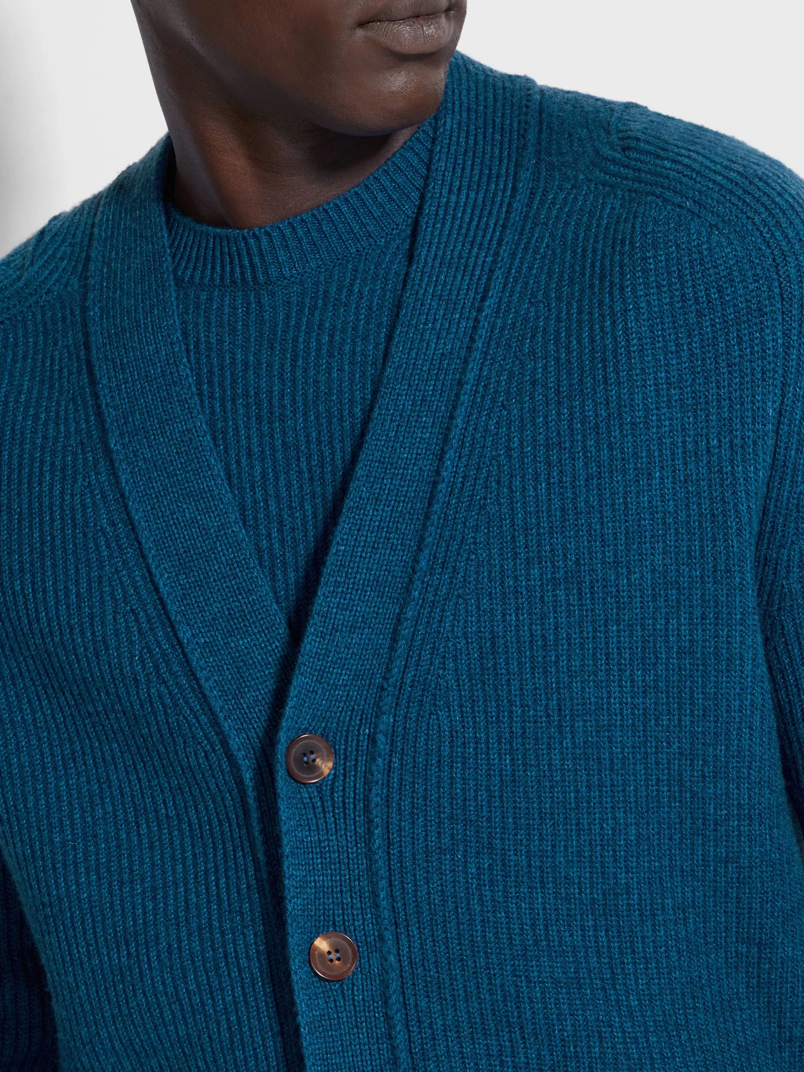 Store Cardigan in Oasi Cashmere Blu Teal Acceso Maglieria