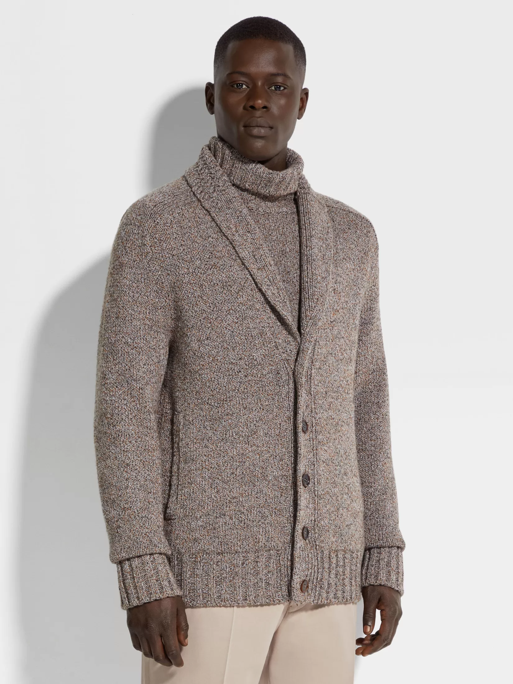 Discount Cardigan in Oasi Cashmere Dark Foliage e Tortora In Viaggio Con Stile | Maglieria