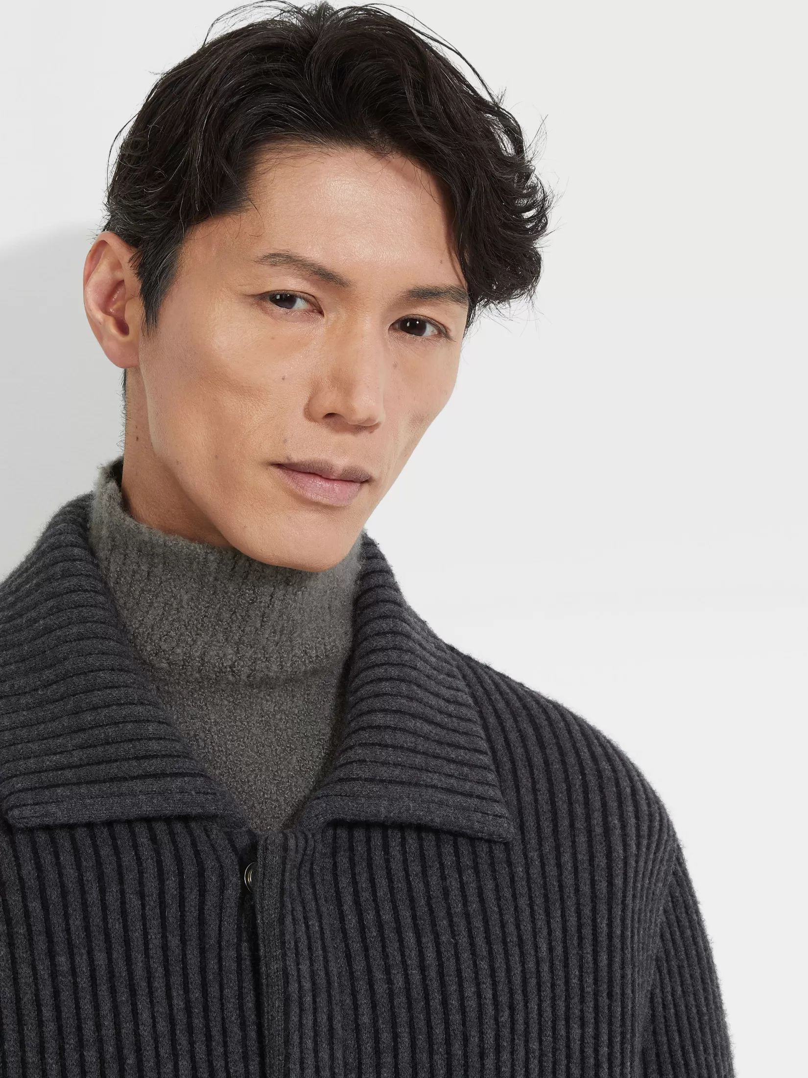 New Chore Jacket in Lana e Cashmere Grigio Scuro Mélange Giacche E Cappotti