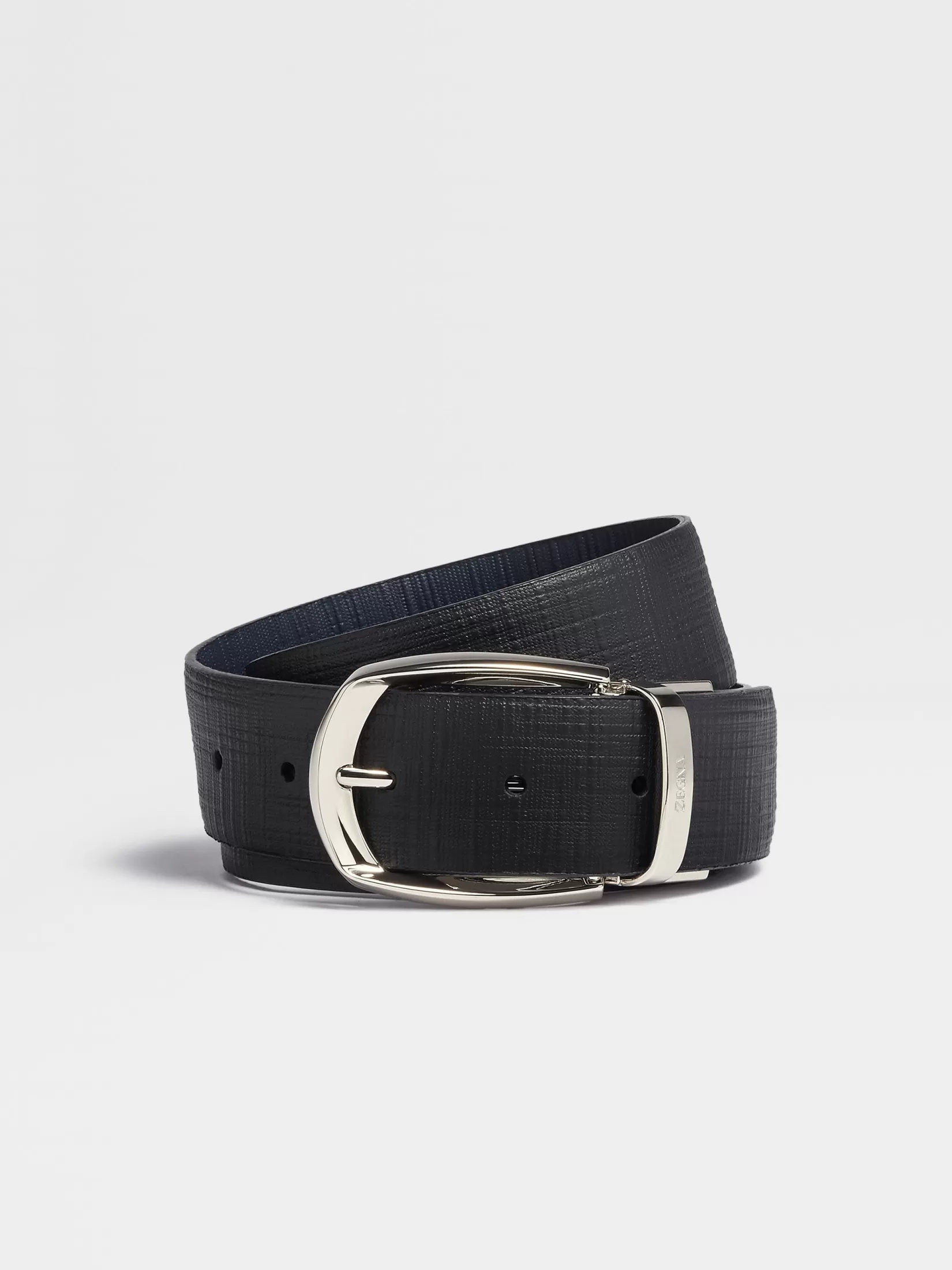 Discount Cintura Reversibile in Pelle Nera e Blu Navy Cinture
