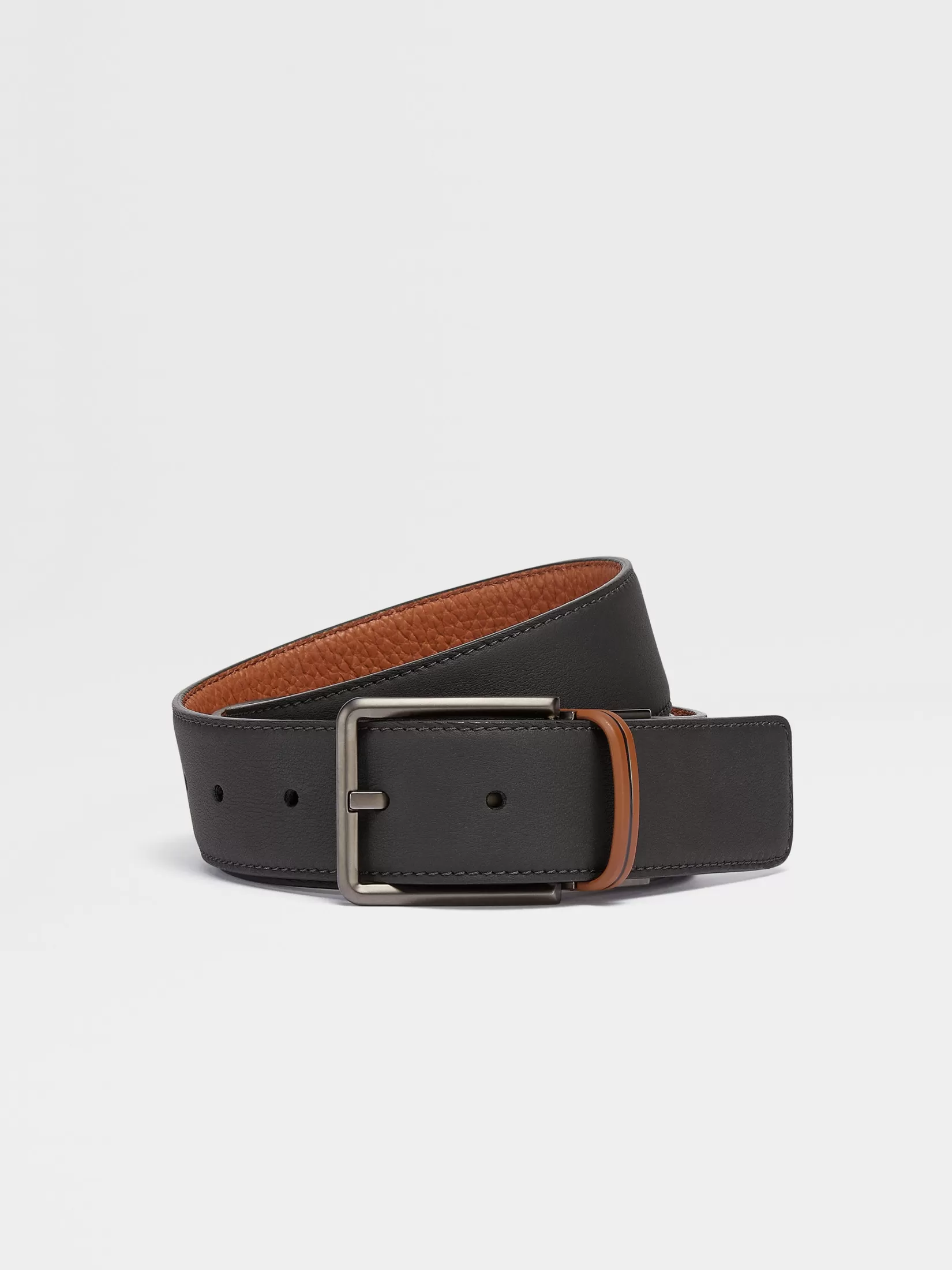 Clearance Cintura Reversibile in Pelle Nera e Foliage Cinture