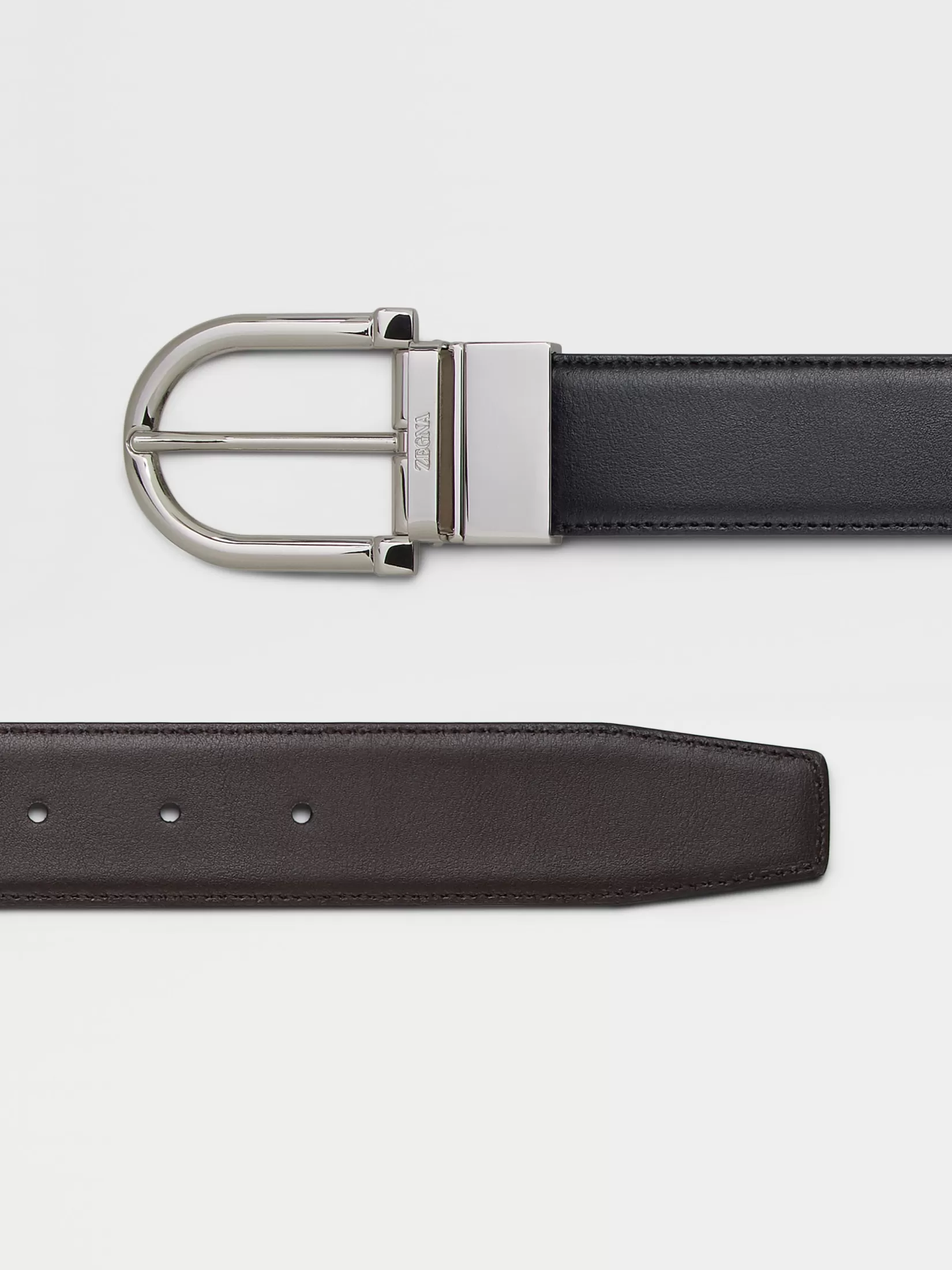 Best Sale Cintura Reversibile in Pelle Nera e Marrone Scuro Cinture