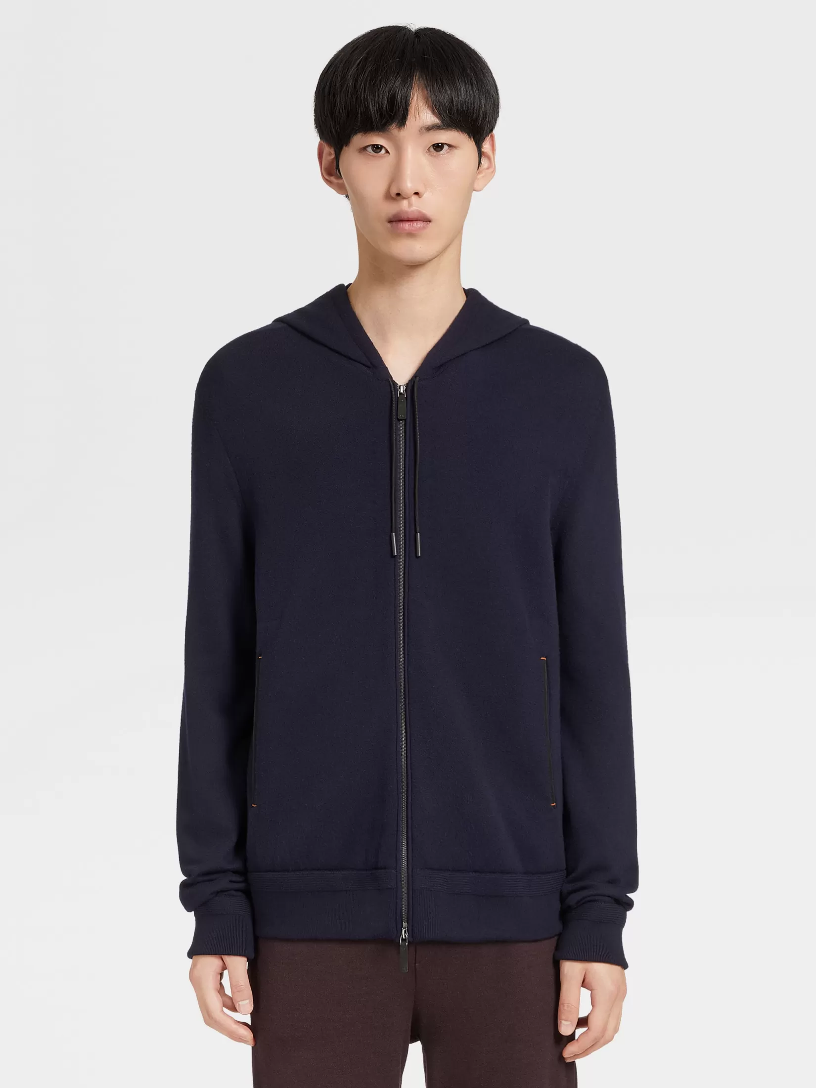 Clearance Felpa con Cappuccio e Zip in Lana 12milmil12 Blu Navy Joggers E Felpe | Maglieria