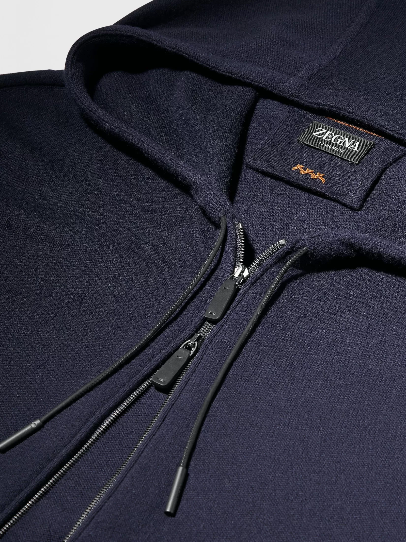 Clearance Felpa con Cappuccio e Zip in Lana 12milmil12 Blu Navy Joggers E Felpe | Maglieria