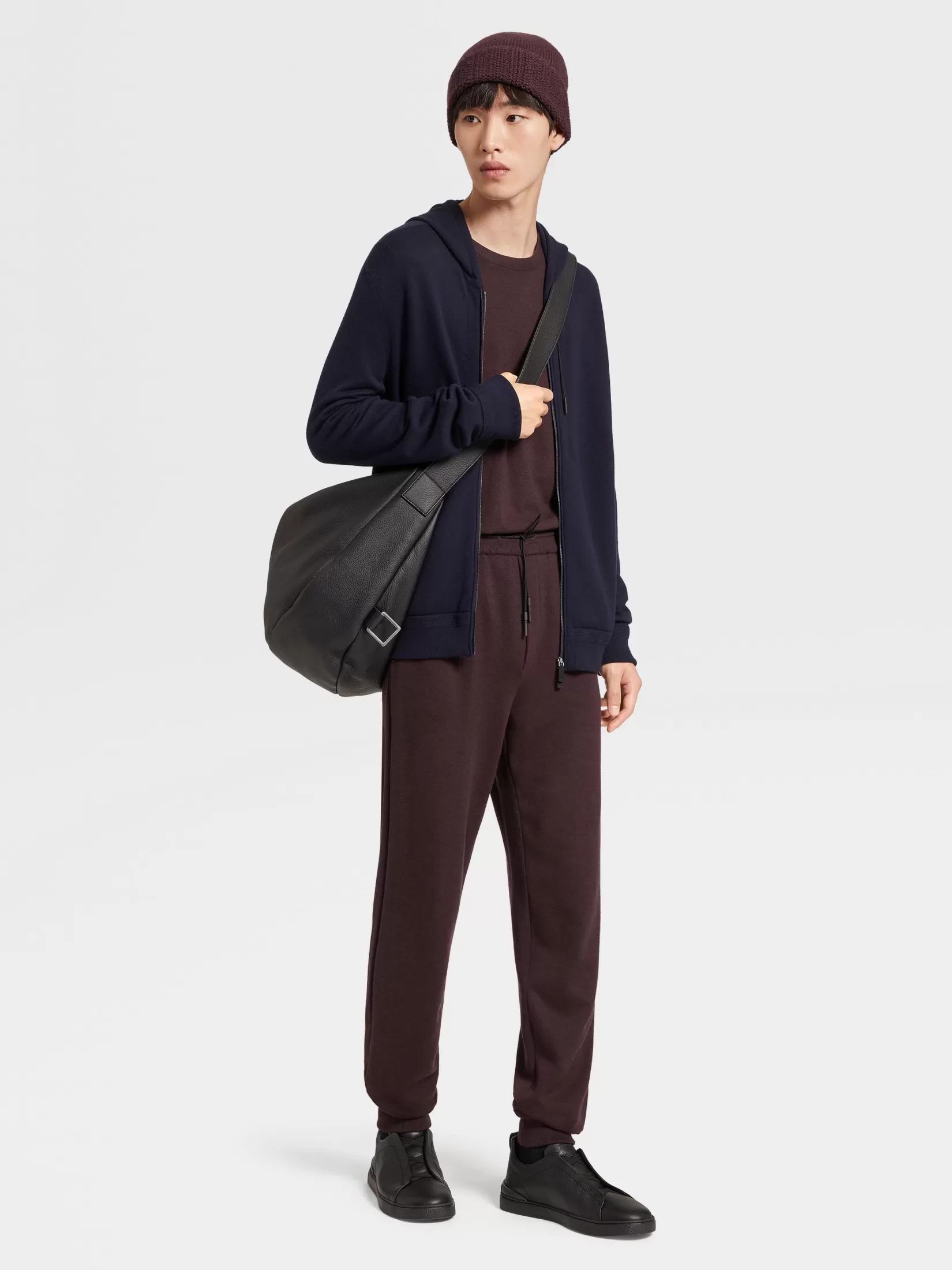 Clearance Felpa con Cappuccio e Zip in Lana 12milmil12 Blu Navy Joggers E Felpe | Maglieria