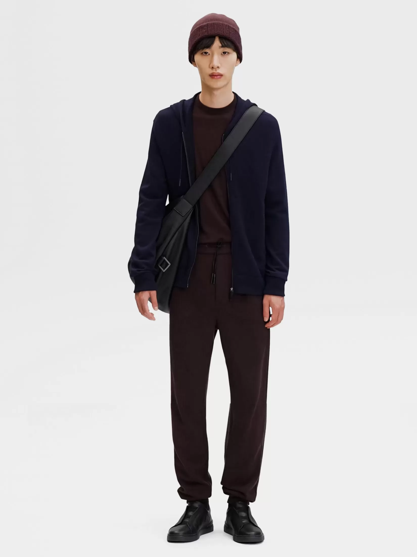 Clearance Felpa con Cappuccio e Zip in Lana 12milmil12 Blu Navy Joggers E Felpe | Maglieria