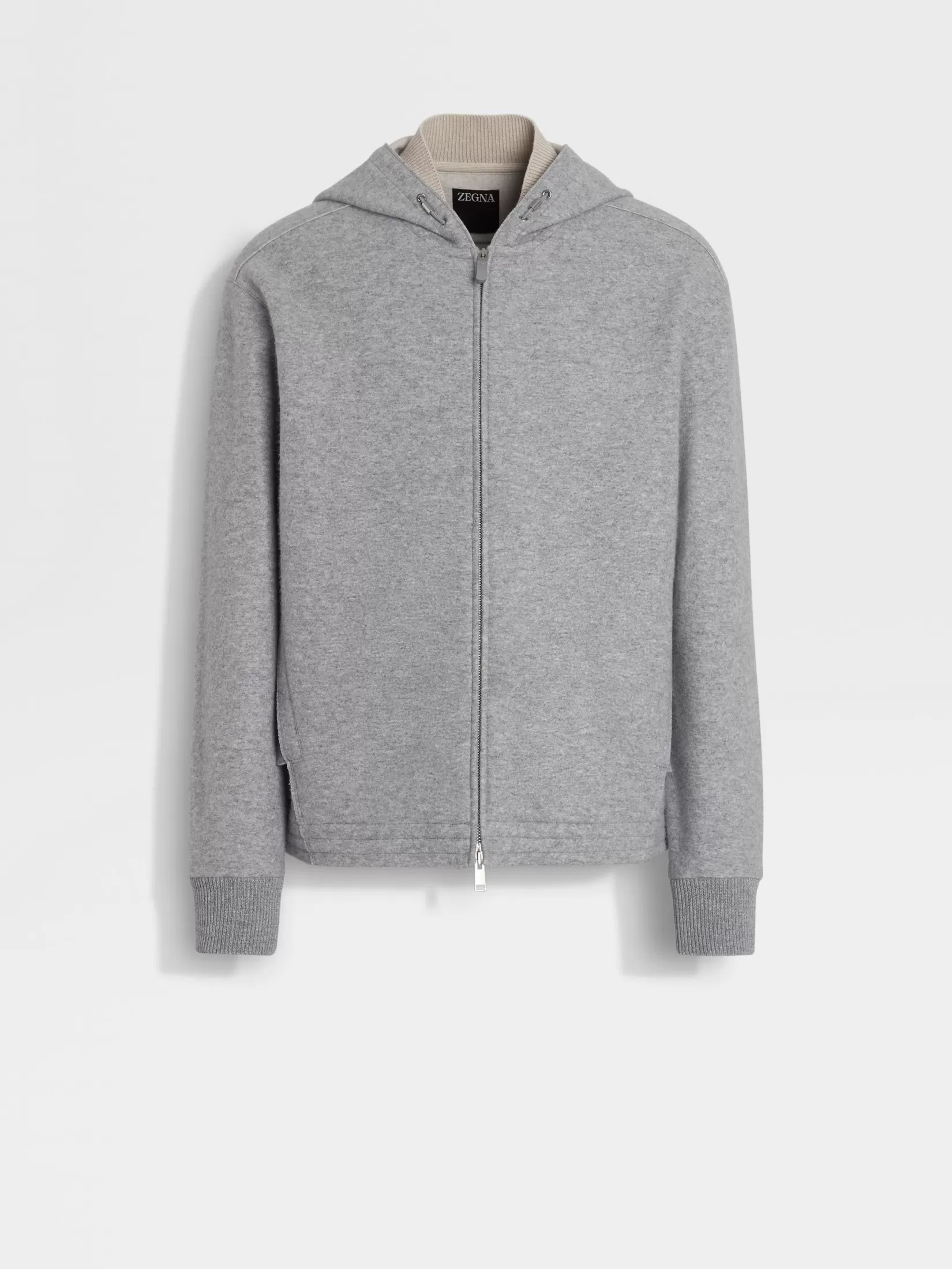 Outlet Felpa con Cappuccio e Zip Interna in Misto Cashmere Grigio Mélange In Viaggio Con Stile | Joggers E Felpe