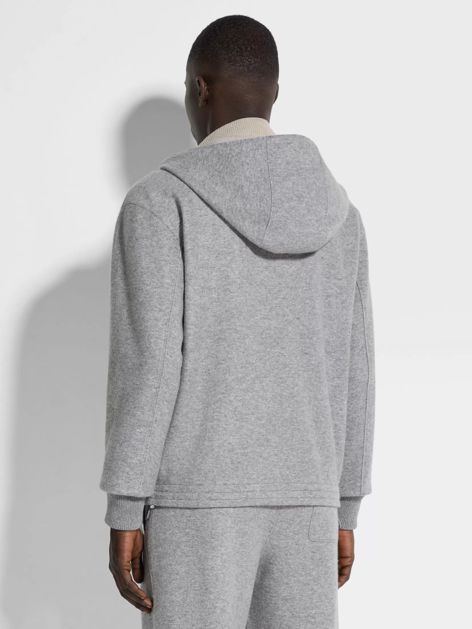 Outlet Felpa con Cappuccio e Zip Interna in Misto Cashmere Grigio Mélange In Viaggio Con Stile | Joggers E Felpe