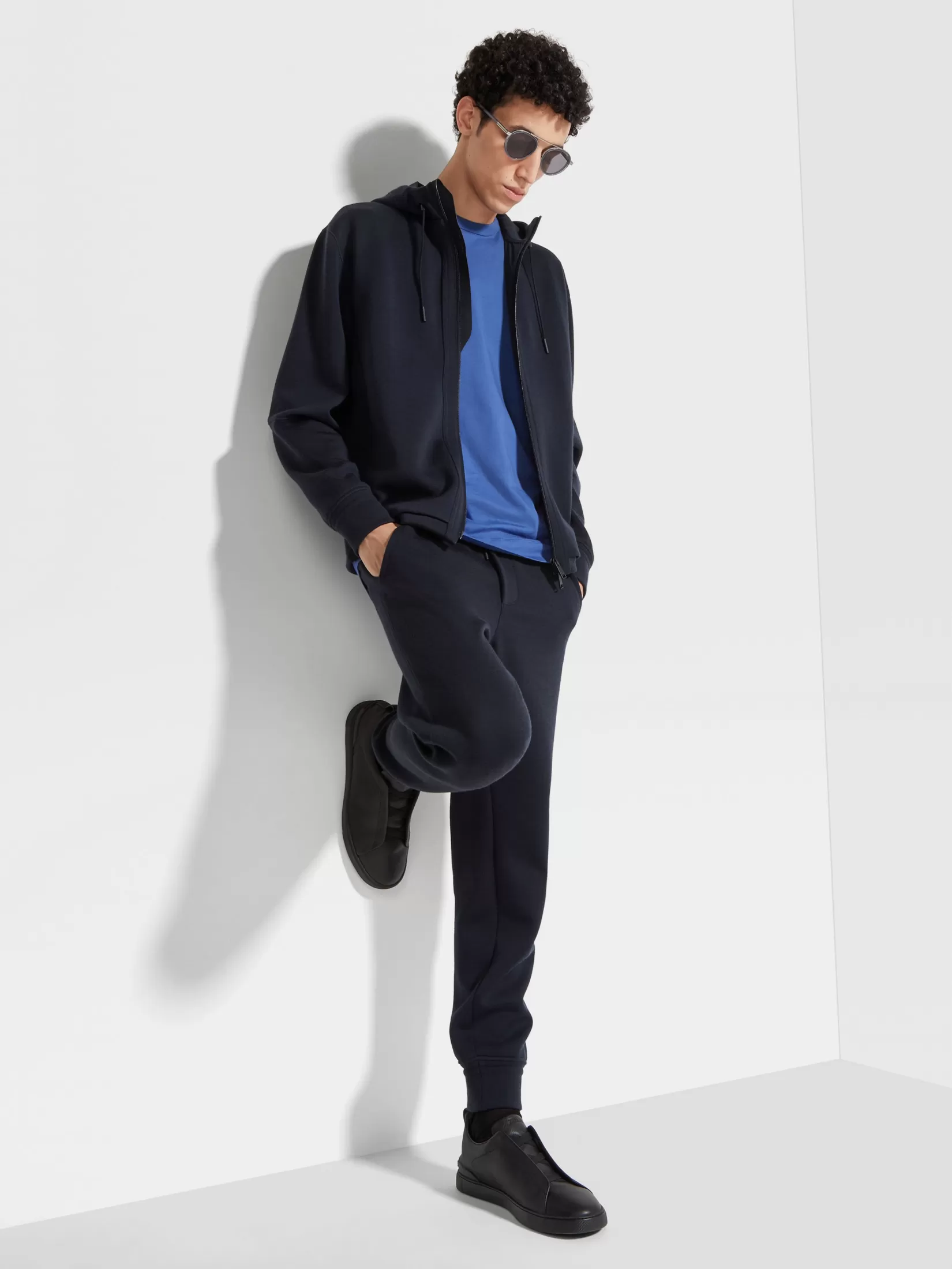 Cheap Felpa con Cappuccio in Misto Lana High Performance™ Blu Navy Joggers E Felpe