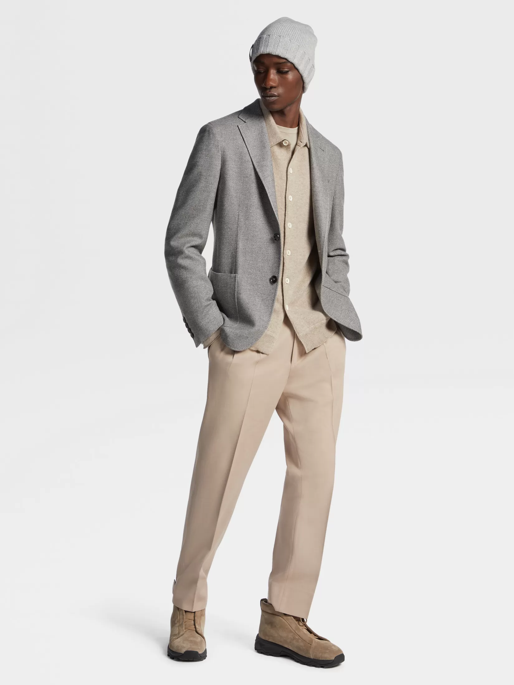 Clearance Giacca a Camicia in Trofeo™ Cashmere Grigio Mélange Blazer