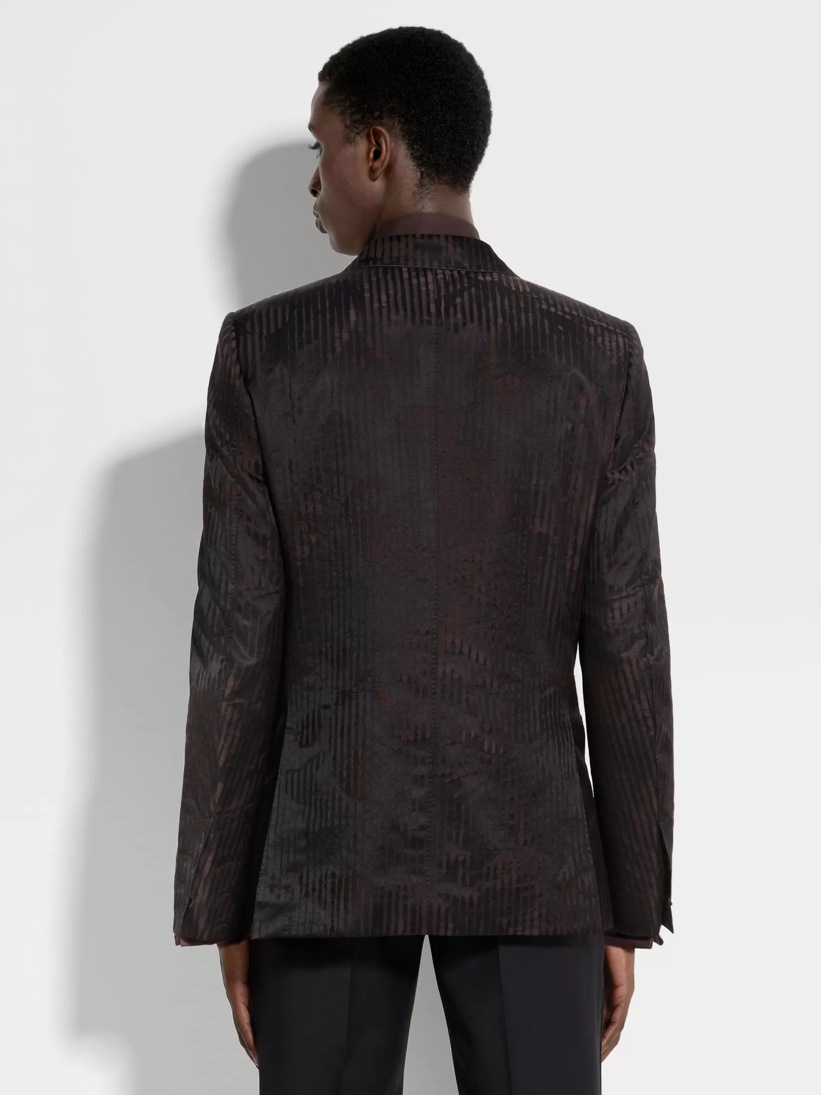Best Sale Giacca da Sera in Lana e Seta Marrone Scuro e Nera Blazer