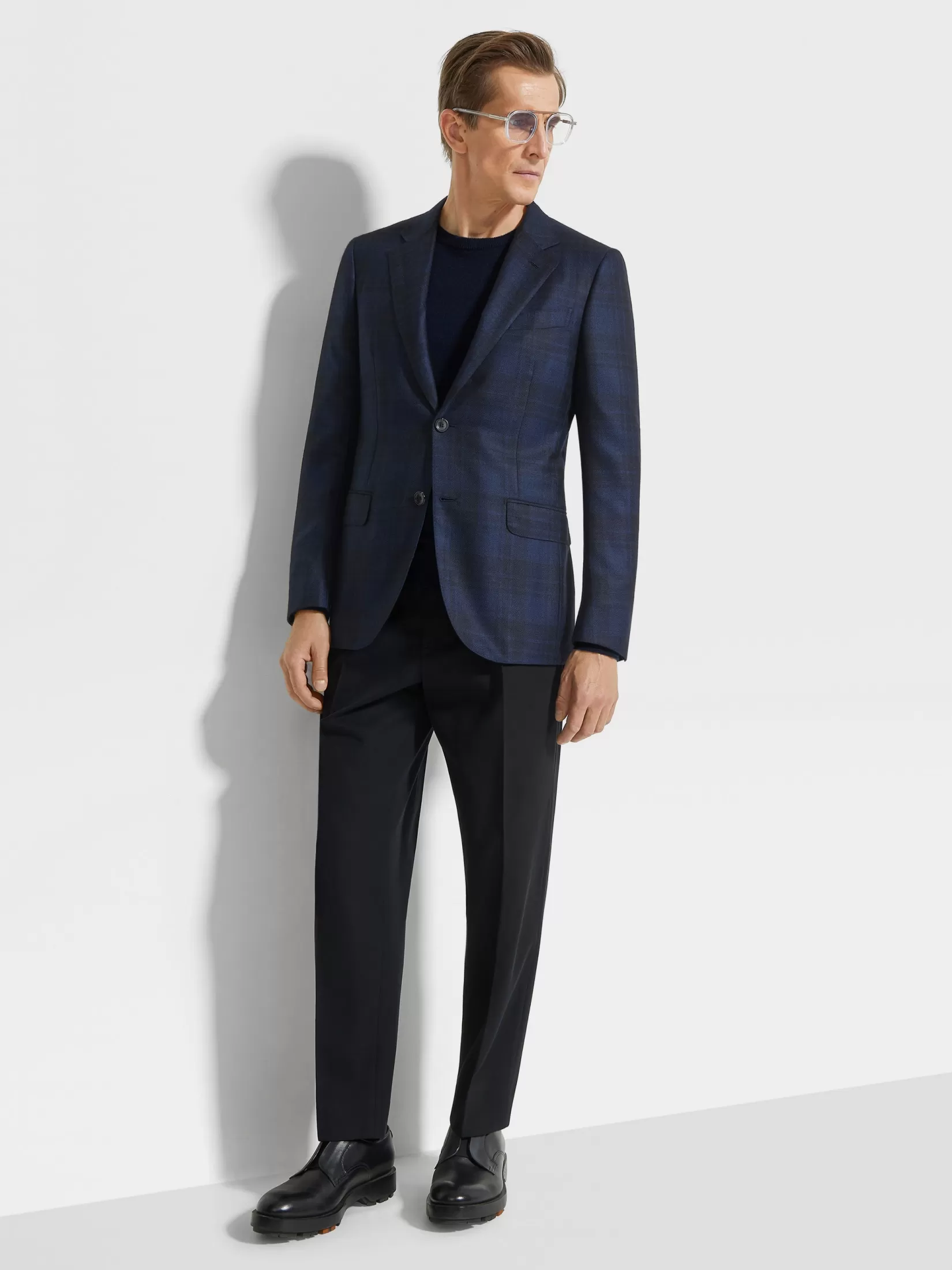Shop Giacca in Cashmere e Seta Blu Navy e Blu Blazer