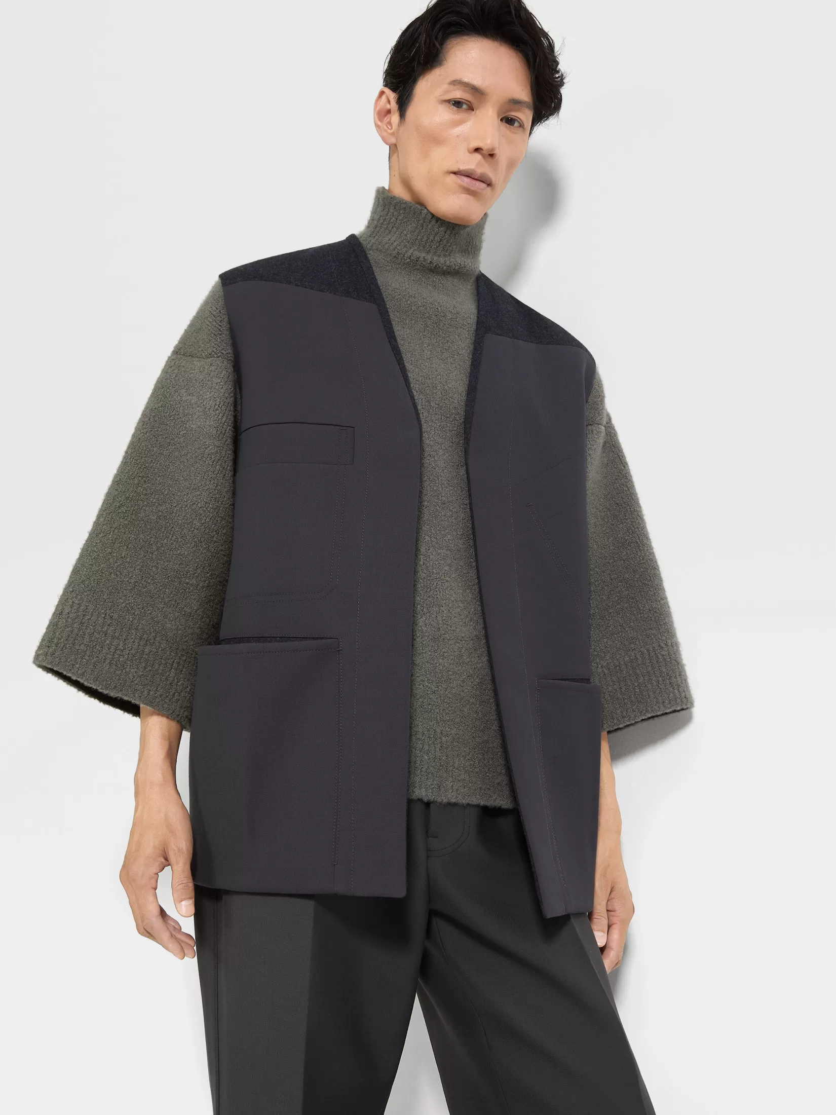 Clearance Giacca in Lana e Cashmere Grigio Scuro Blazer