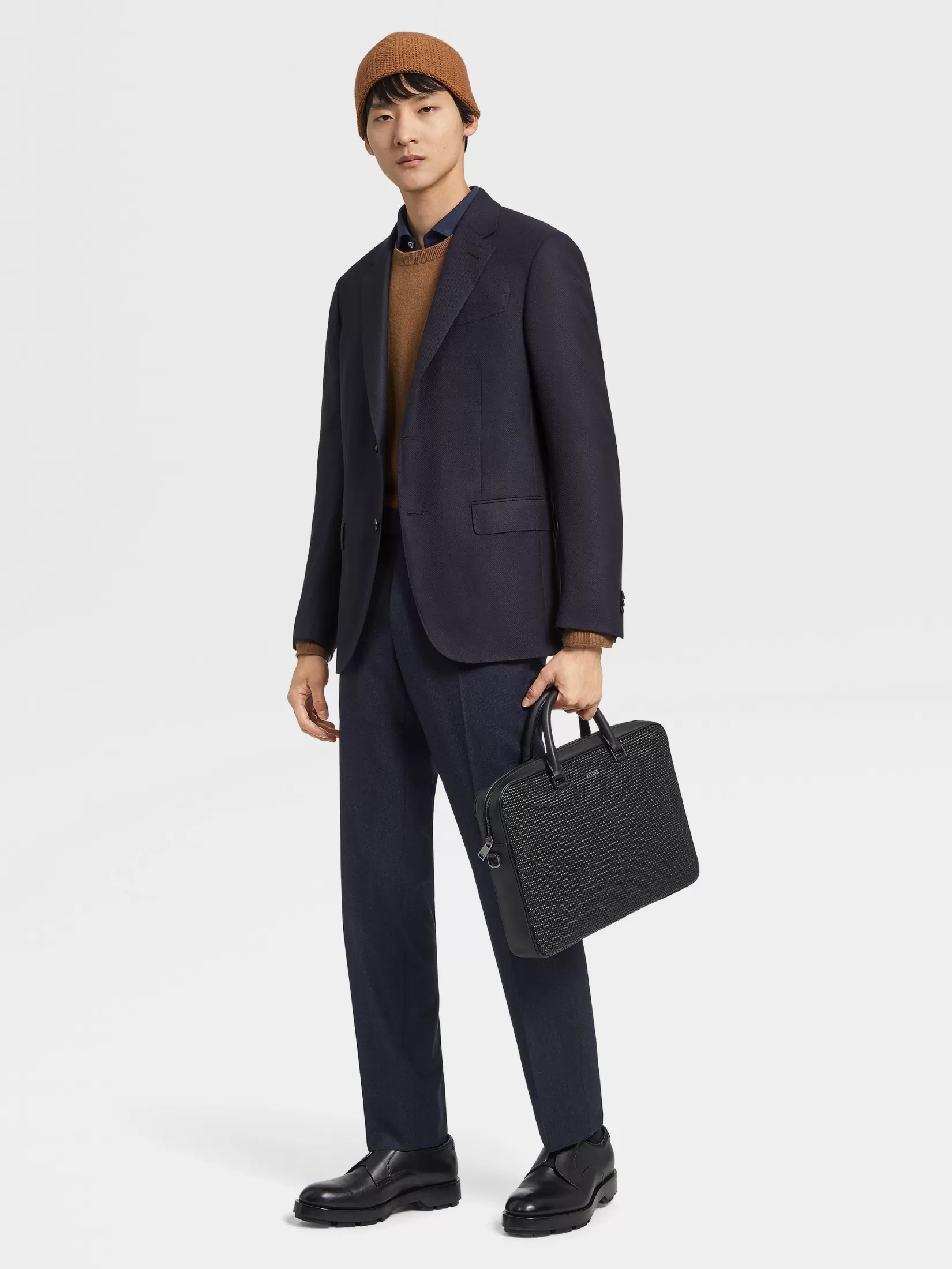 Online Giacca in Lana Elasticizzata e Seta Trofeo™ Comfort Blu Navy Blazer