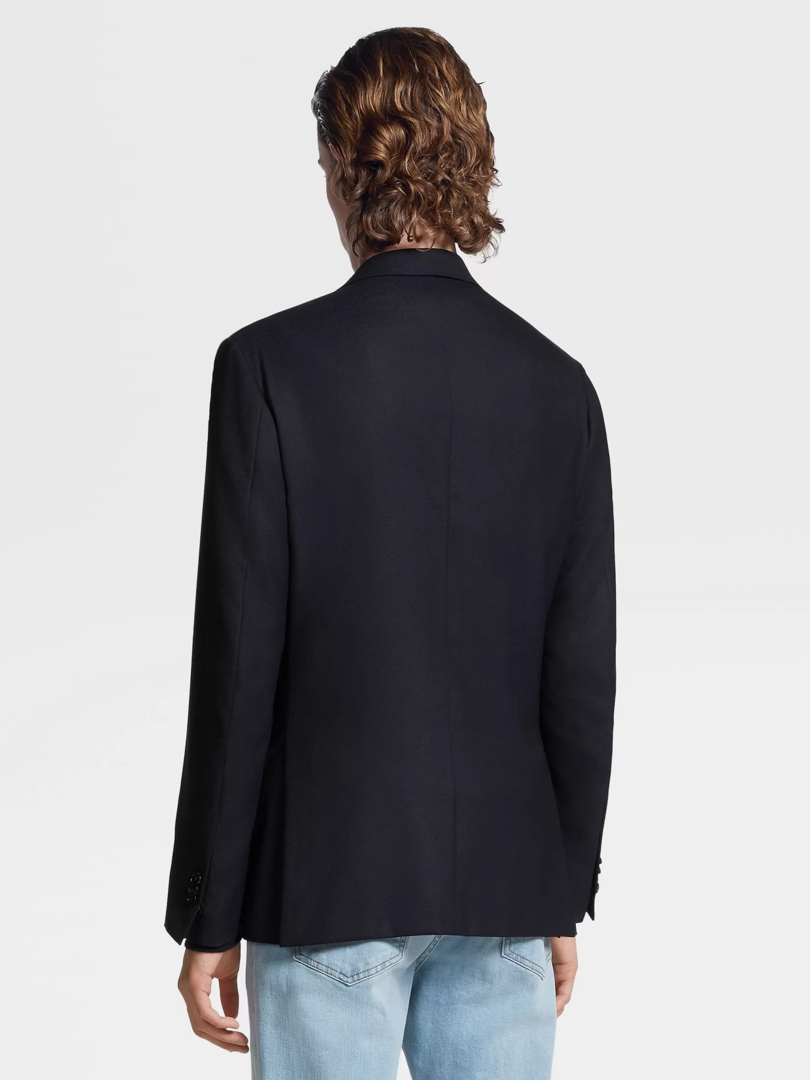 Online Giacca in Lana Elasticizzata e Seta Trofeo™ Comfort Blu Navy Blazer
