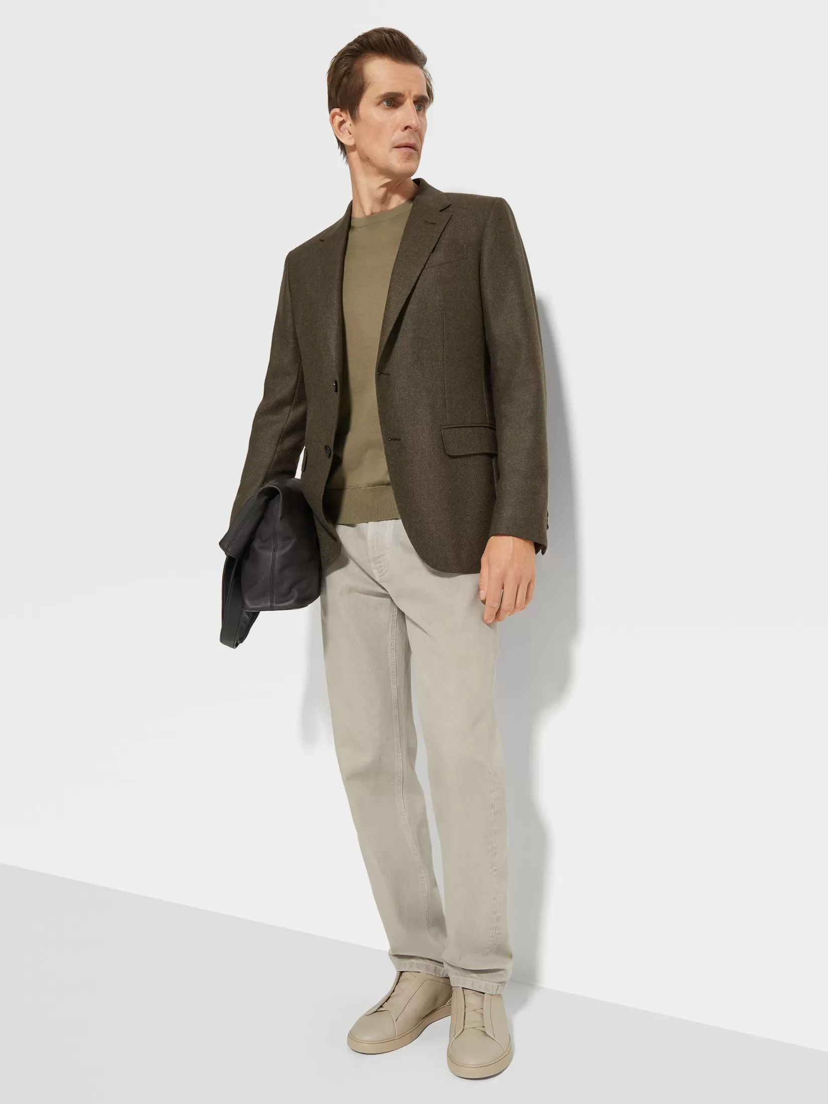 Outlet Giacca in Oasi Cashmere Cachi Multimélange Blazer