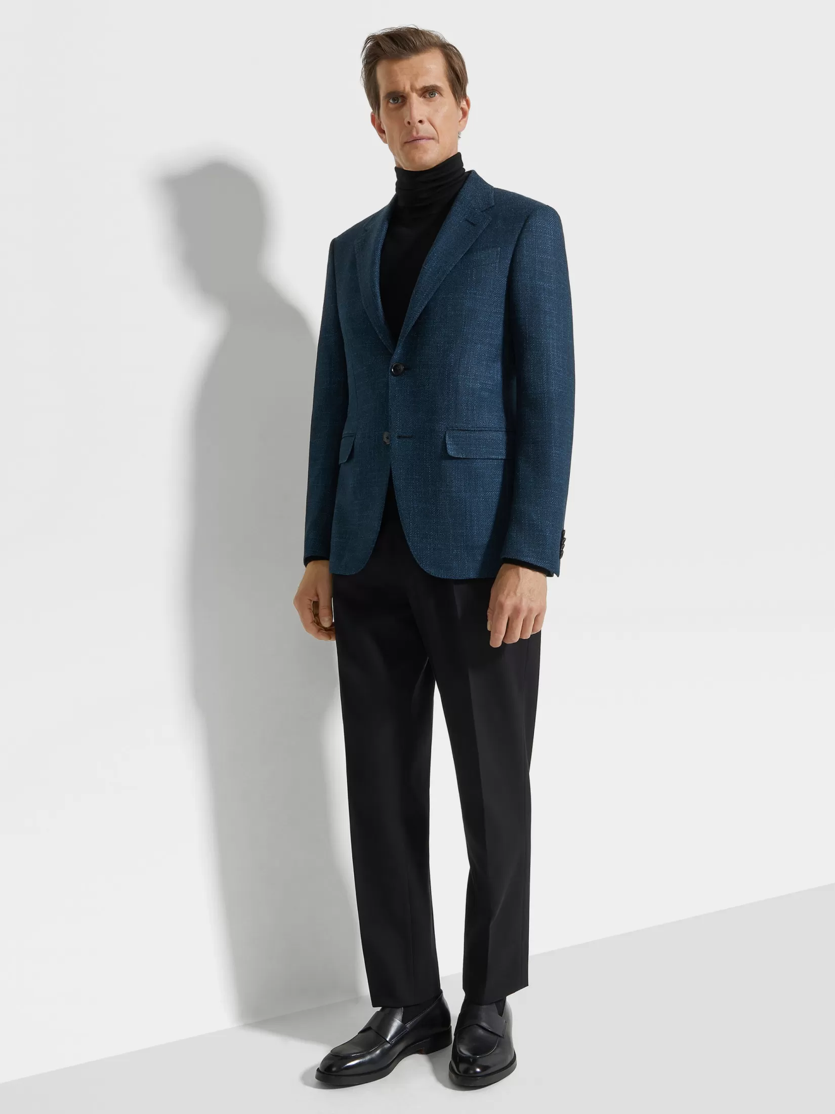 Hot Giacca Winter Crossover in Lana Seta e Cashmere Blu Teal Scuro Blazer