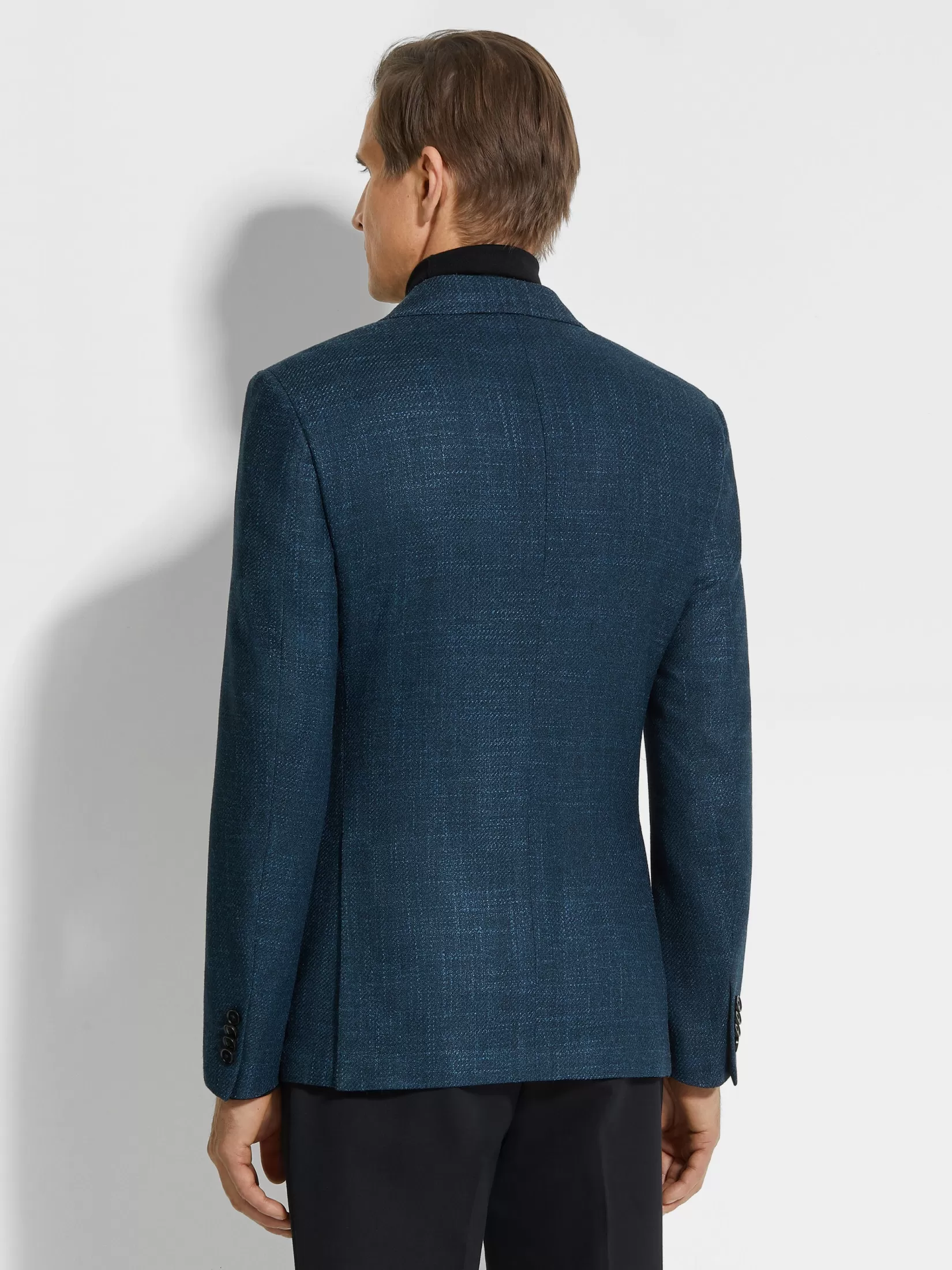 Hot Giacca Winter Crossover in Lana Seta e Cashmere Blu Teal Scuro Blazer