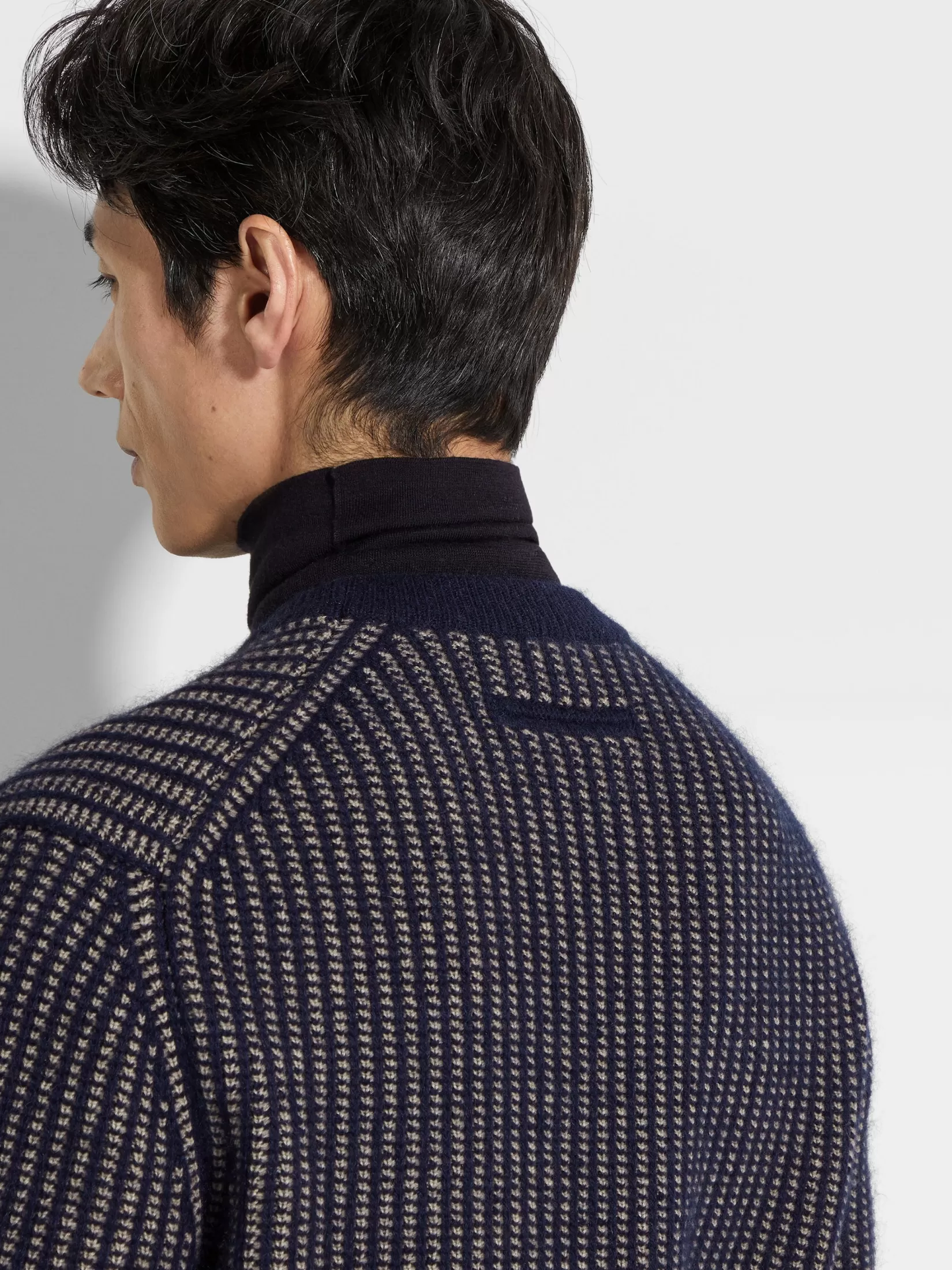 Discount Girocollo in Cashmere Mohair e Seta Blu Inchiostro e Tortora Chiaro In Viaggio Con Stile | Maglieria