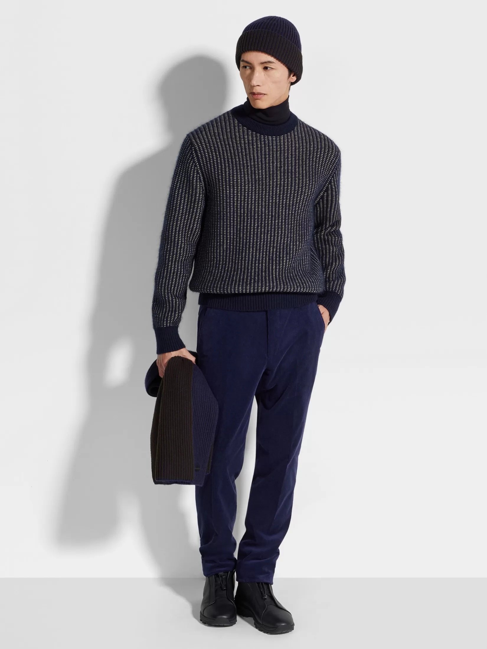 Discount Girocollo in Cashmere Mohair e Seta Blu Inchiostro e Tortora Chiaro In Viaggio Con Stile | Maglieria