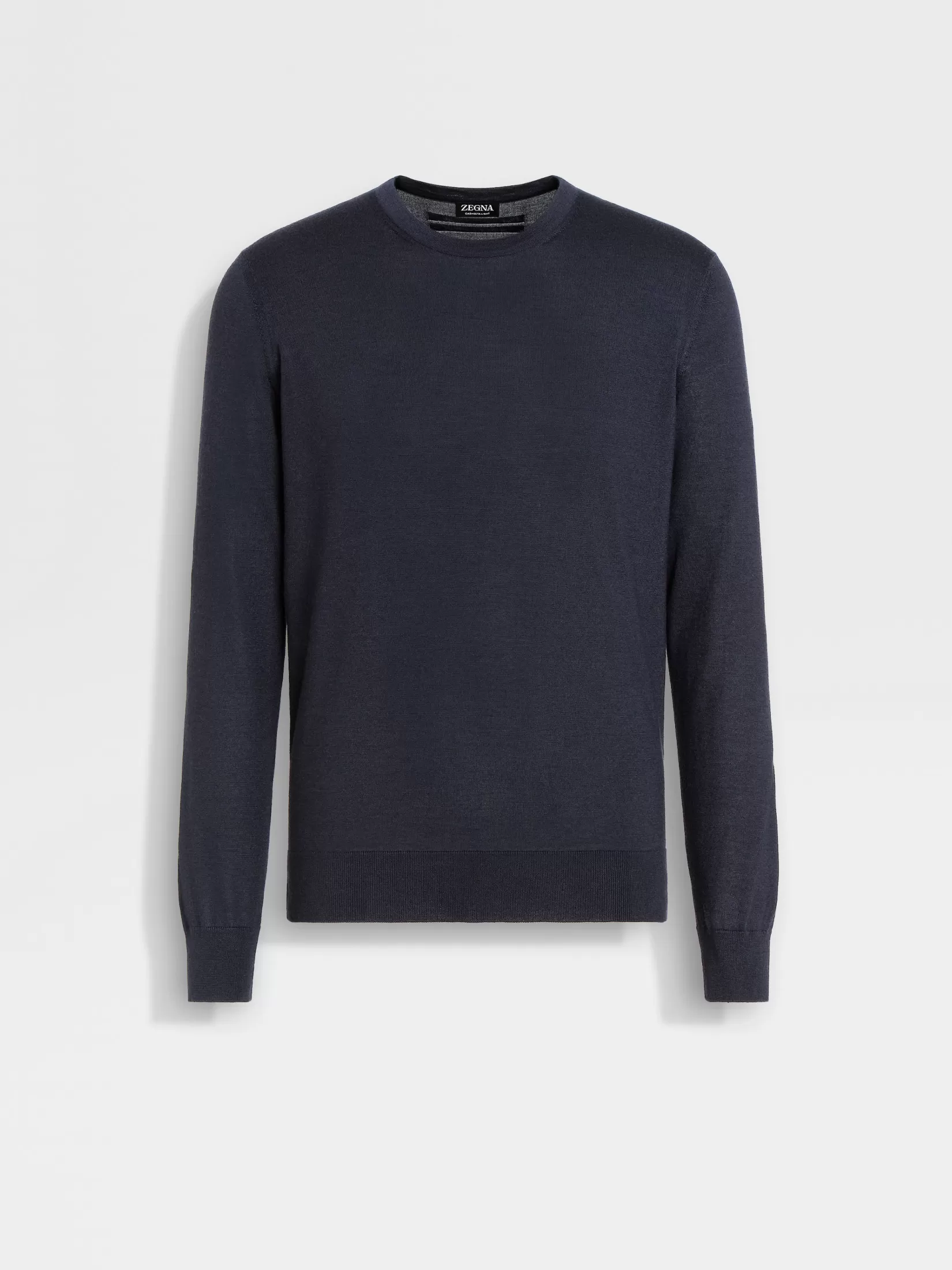 Shop Girocollo in Cashseta Blu Navy Mélange Maglieria