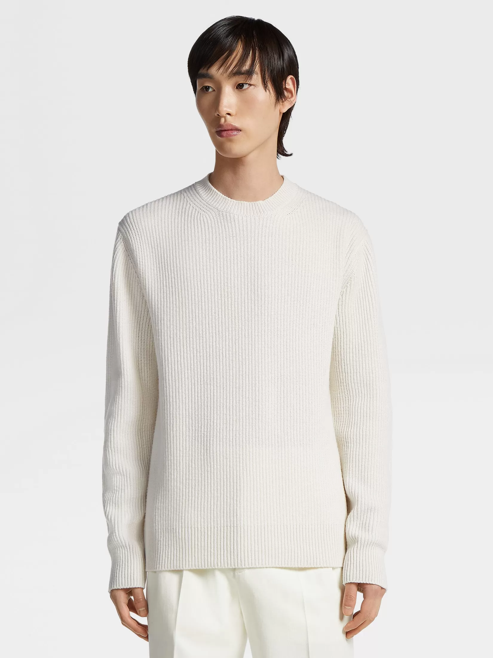 Discount Girocollo in Oasi Cashmere Bianco Mélange Maglieria