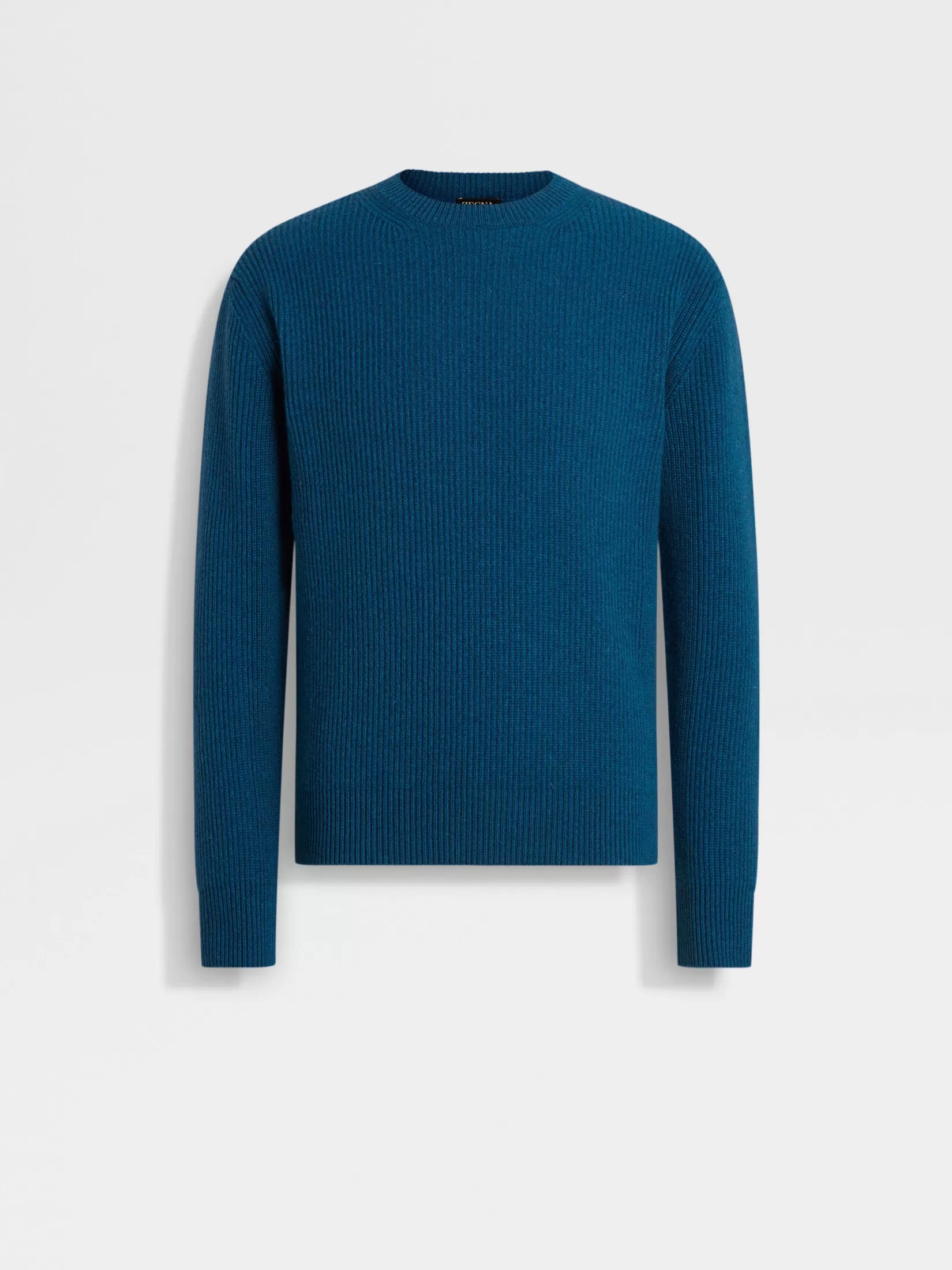Best Sale Girocollo in Oasi Cashmere Blu Teal Acceso Maglieria
