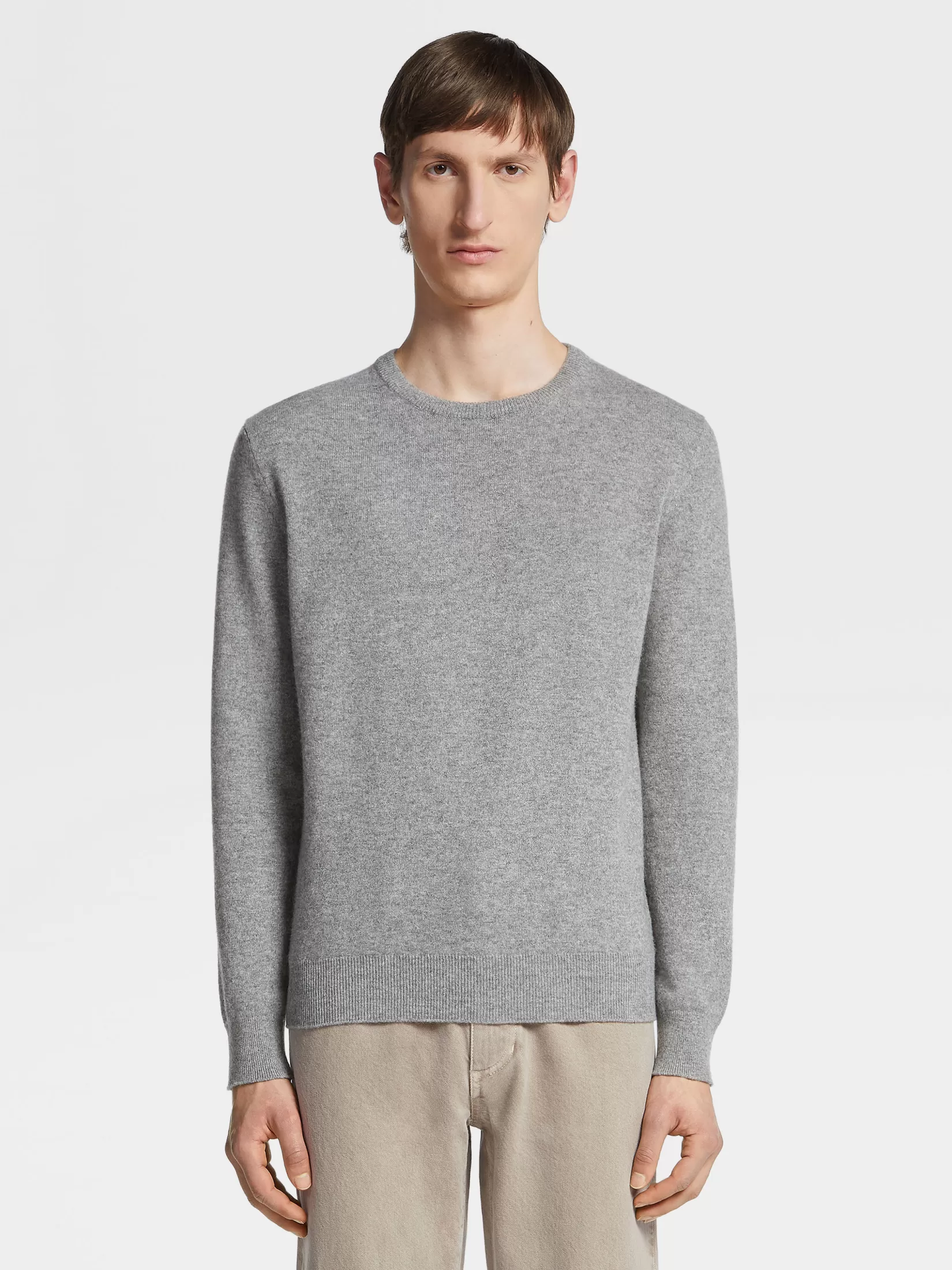 Best Sale Girocollo in Oasi Cashmere Grigio Mélange Maglieria