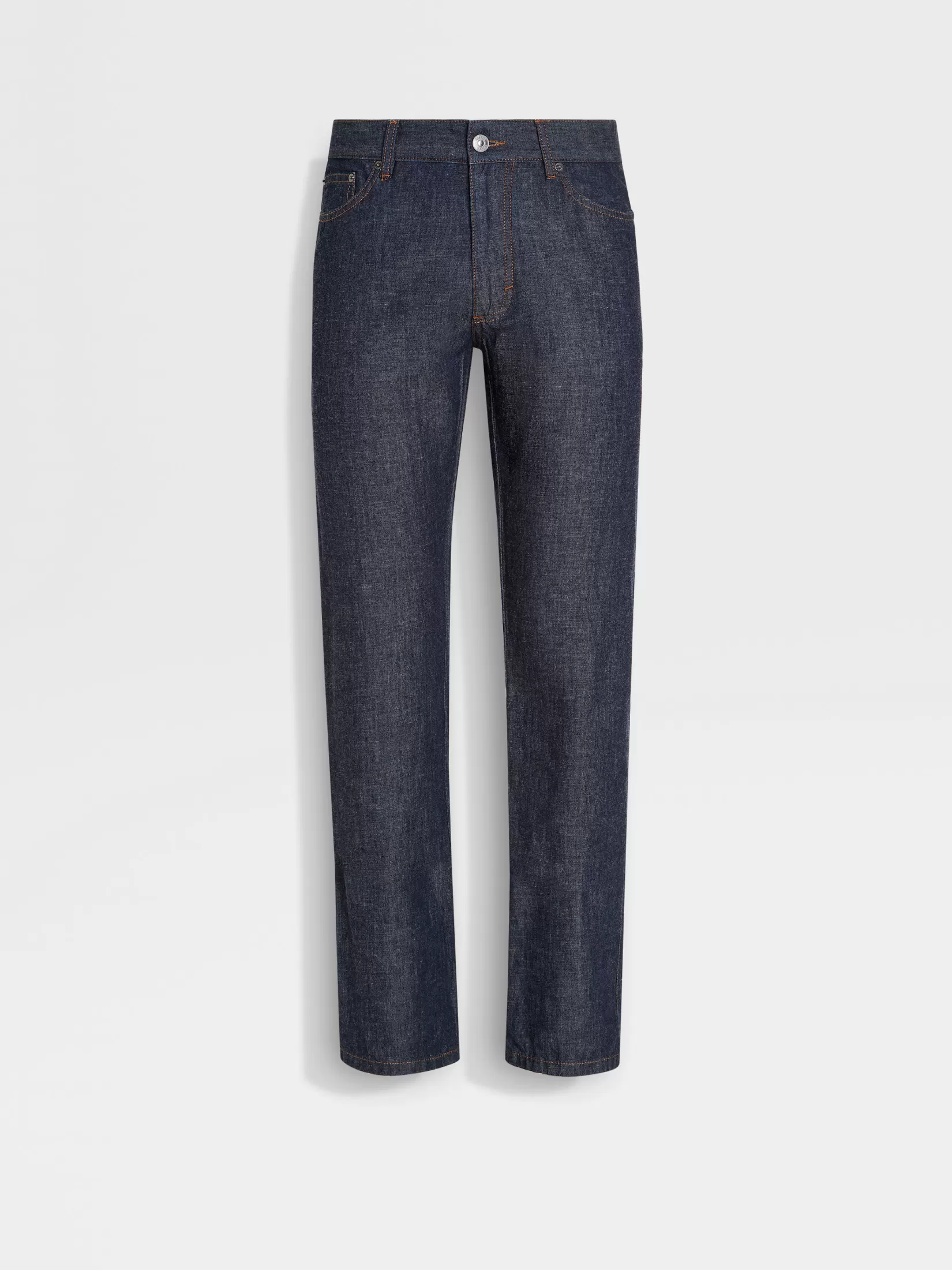 Hot Jeans Roccia in Cotone e Lino Rinse Wash Blu Scuro Jeans