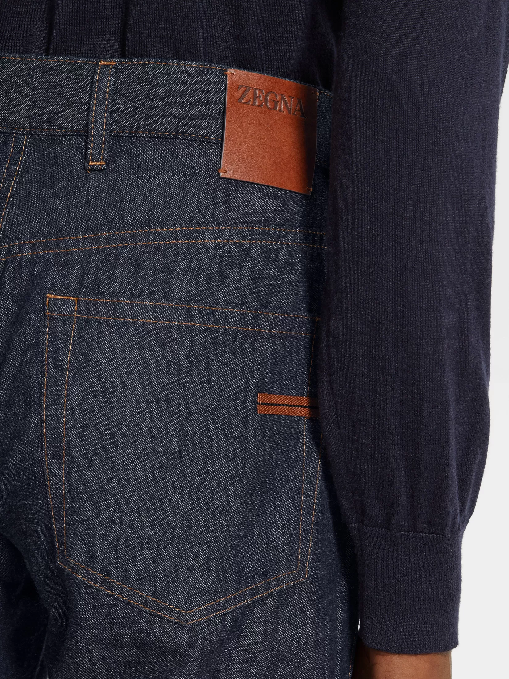 Hot Jeans Roccia in Cotone e Lino Rinse Wash Blu Scuro Jeans