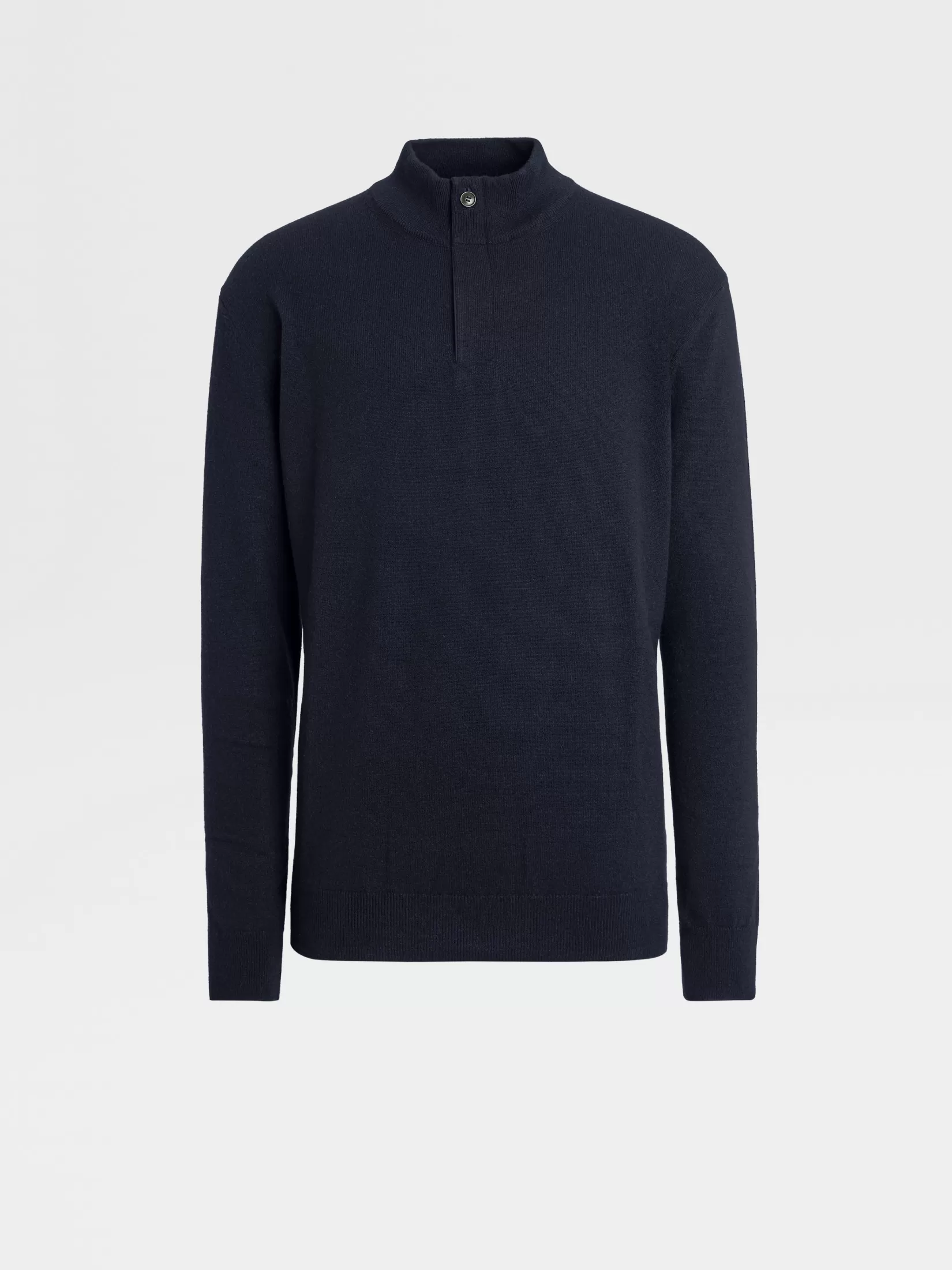 Fashion Lupetto con Zip in Oasi Cashmere Blu Navy Mélange Maglieria