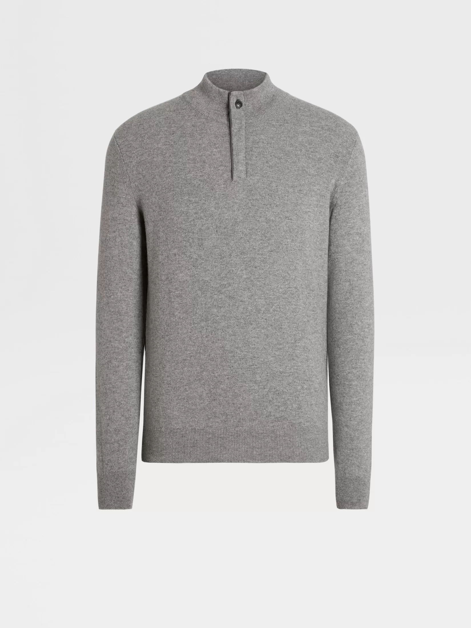Shop Lupetto con Zip in Oasi Cashmere Grigio Mélange Maglieria