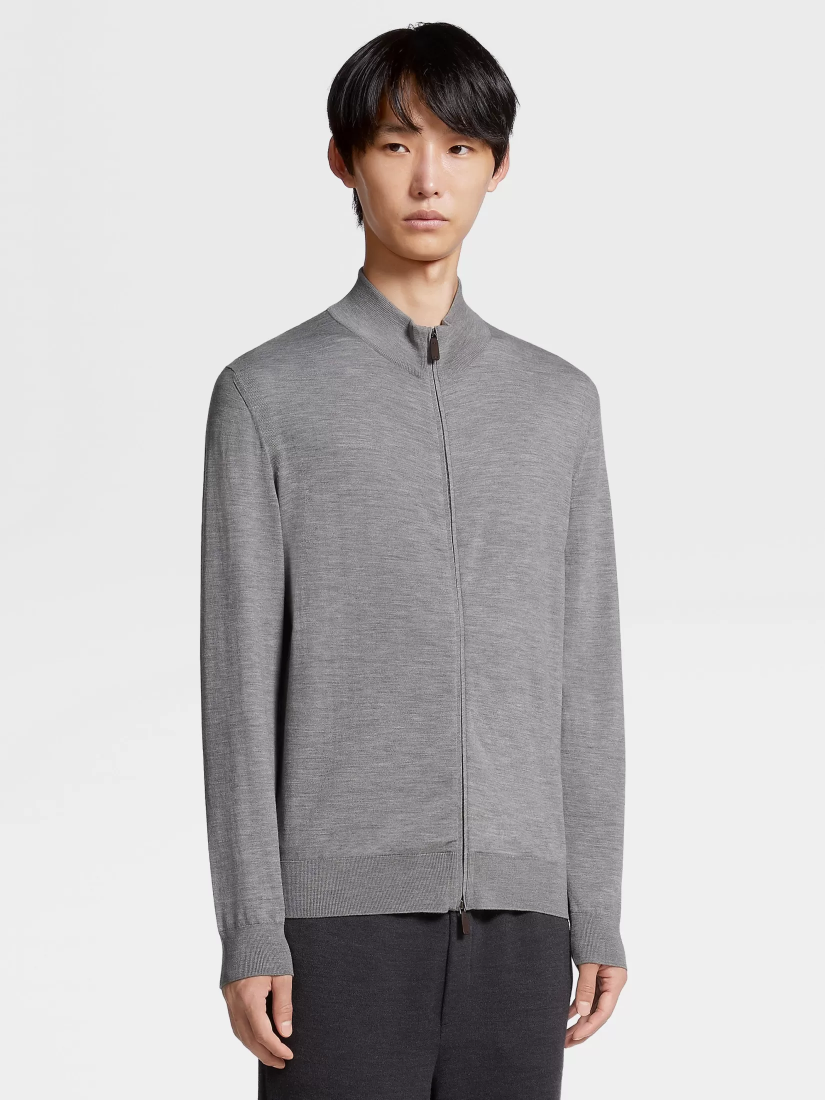 Best Sale Maglione con Zip Intera in Lana 12milmil12 Grigio Scuro Joggers E Felpe | Maglieria