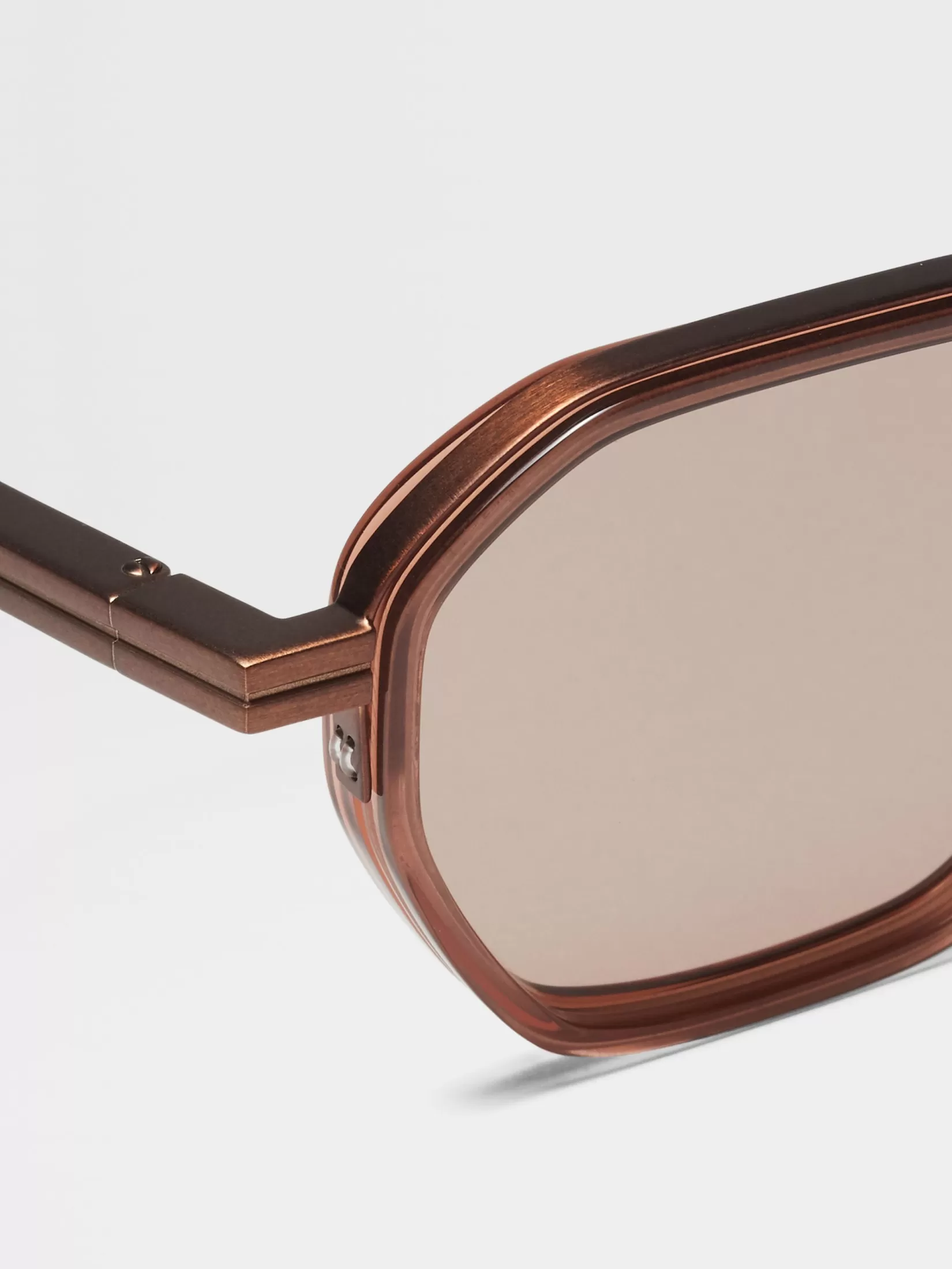 Clearance Occhiali da Sole in Acetato e Metallo Marrone Trasparente Occhiali Da Sole