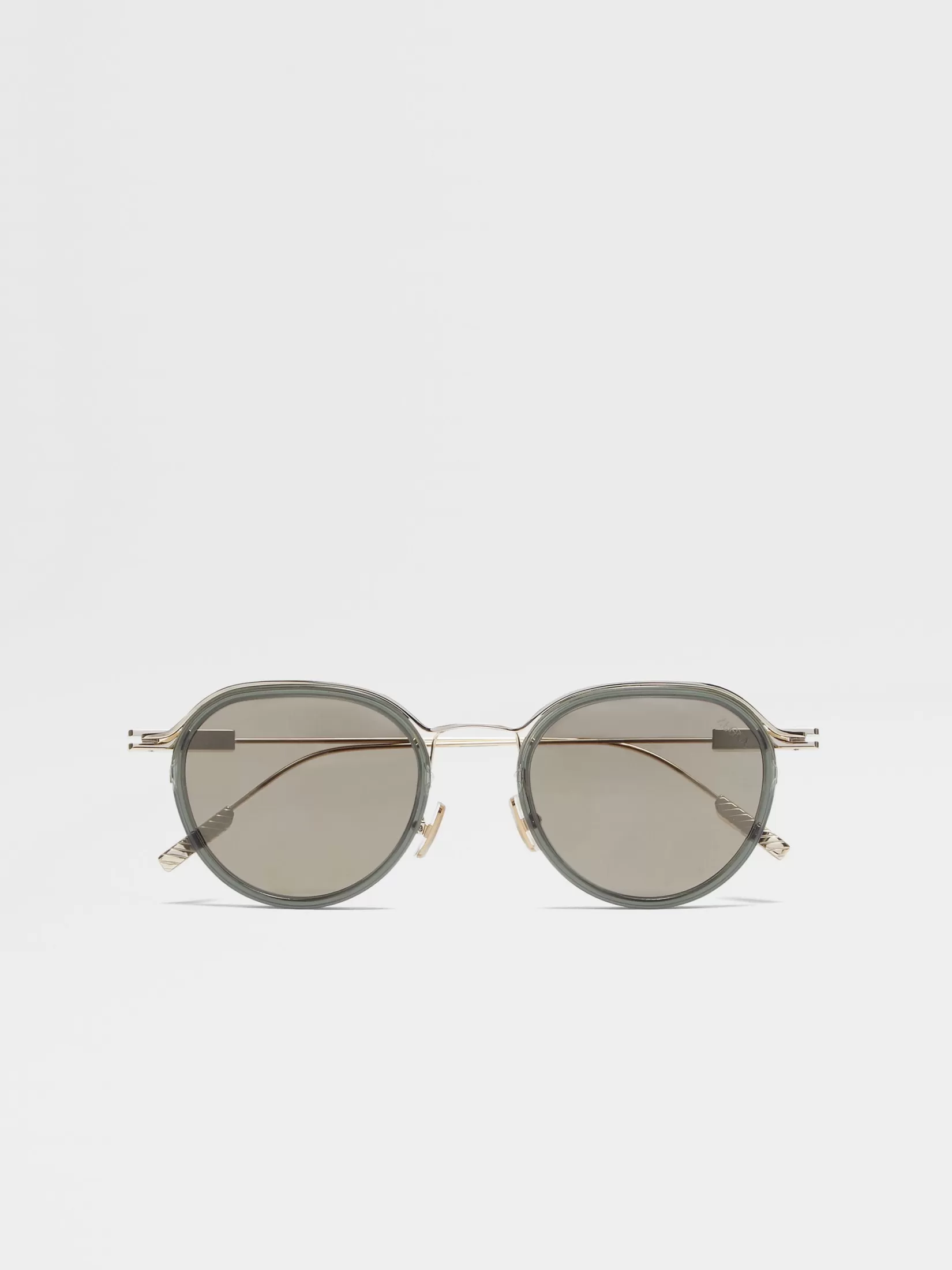 Shop Occhiali da Sole in Acetato e Metallo Verde Trasparente e Oro Chiaro Occhiali Da Sole