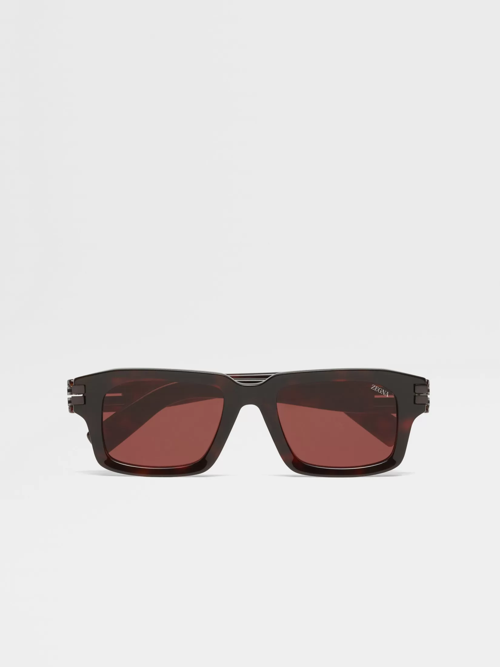 New Occhiali da Sole in Acetato Havana Rosso Occhiali Da Sole