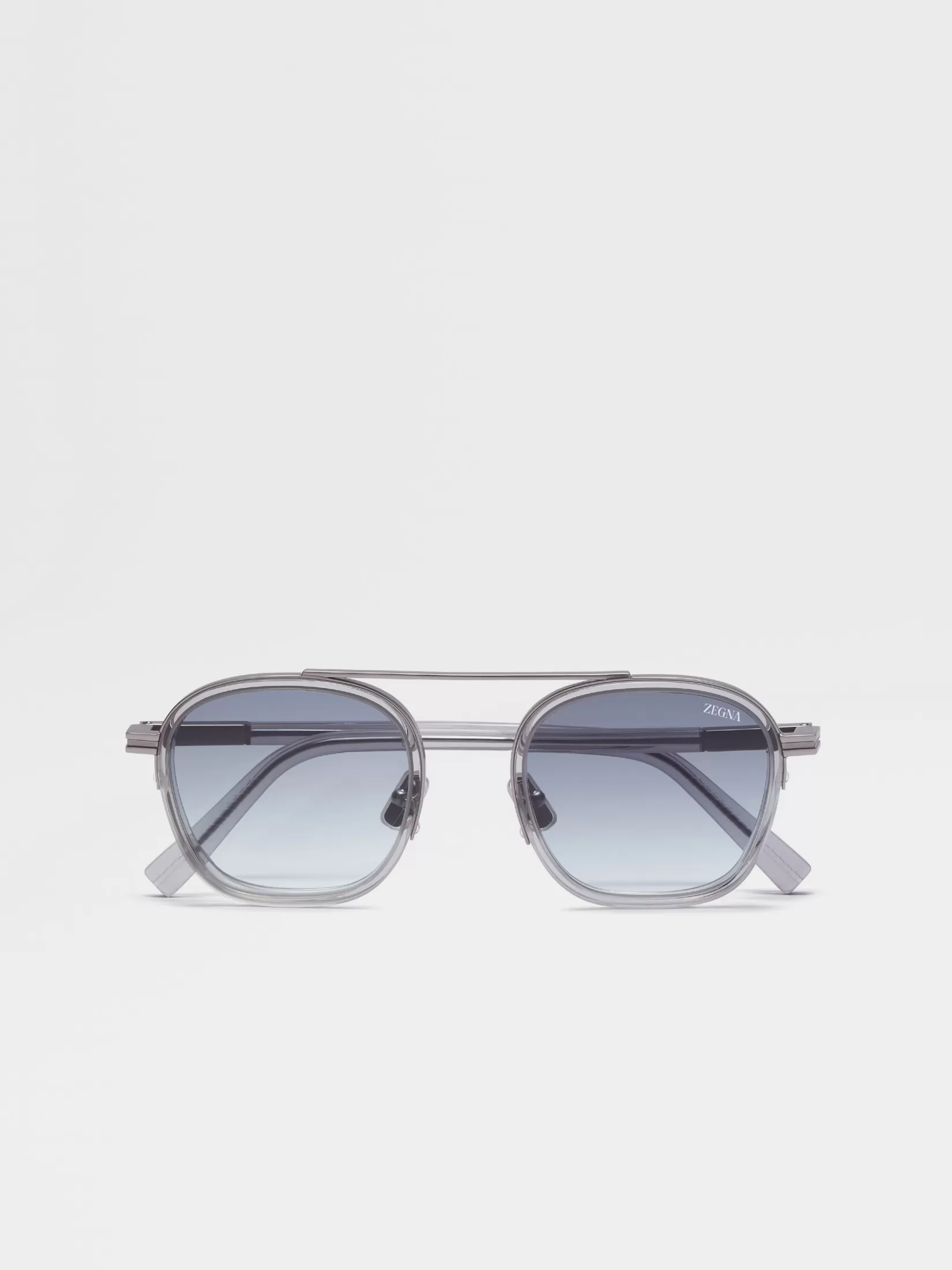 New Occhiali da Sole Orizzonte I in Acetato e Metallo Grigio Chiaro Trasparente Essentials Resort | Piccoli Doni