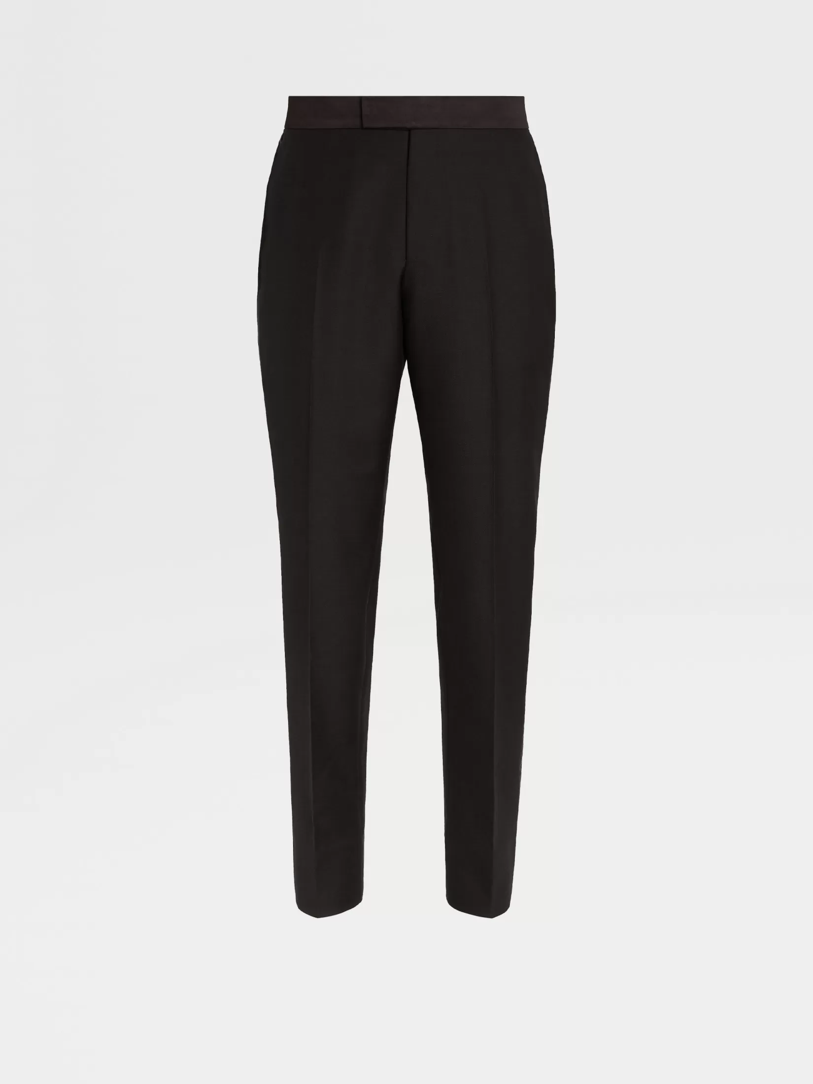 Fashion Pantaloni da Sera in Lana e Mohair Neri Pantaloni
