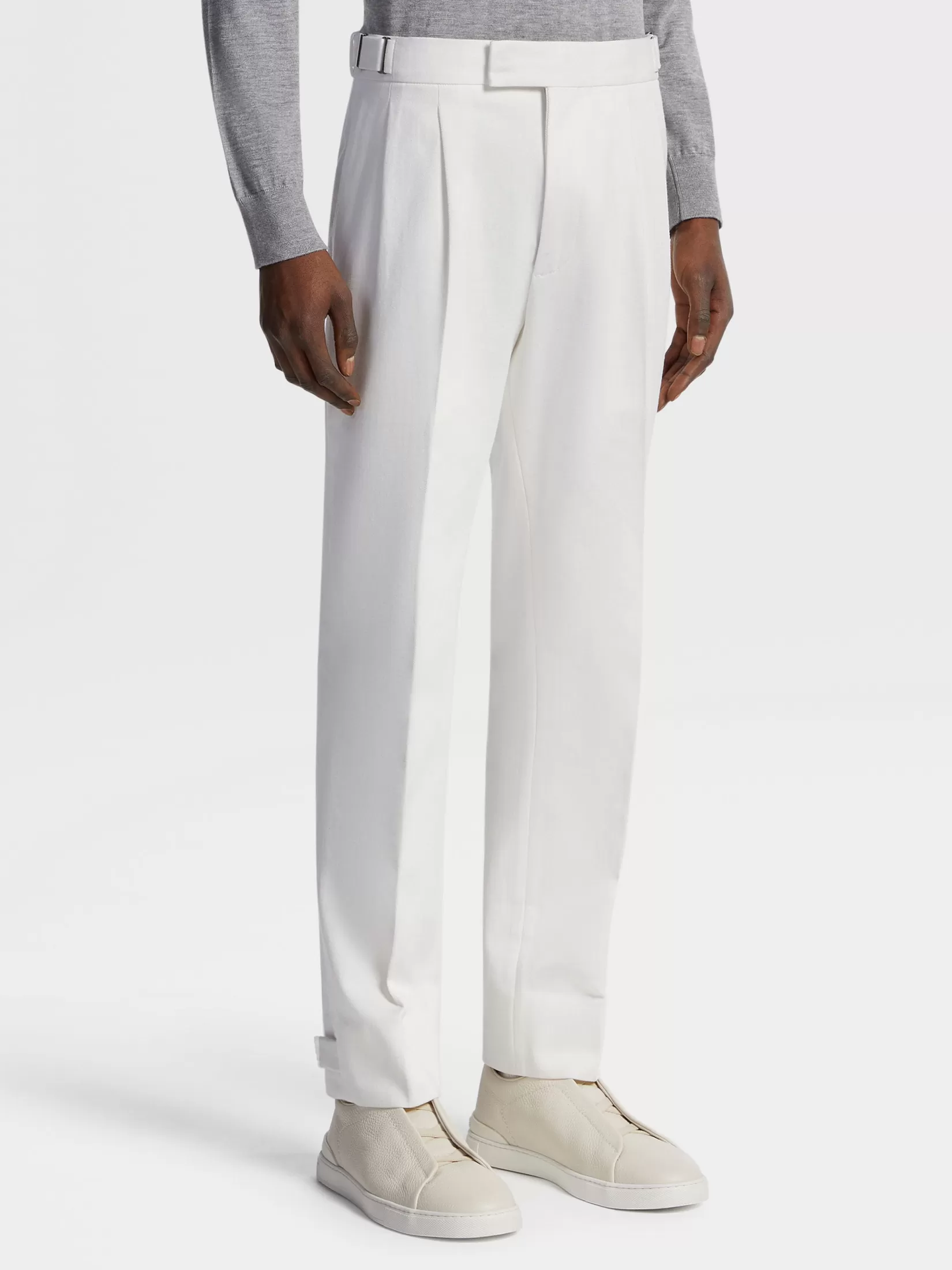 New Pantaloni in Cotone e Lana Bianchi Pantaloni