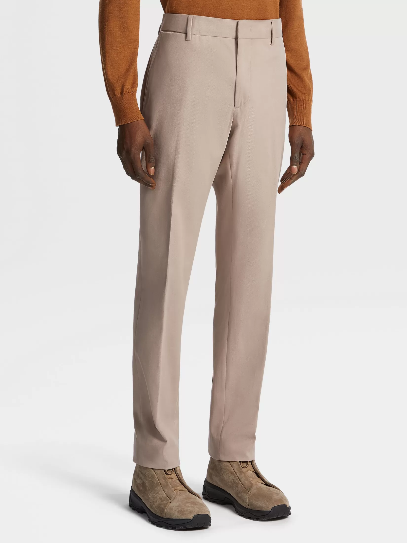 Cheap Pantaloni in Misto Cotone Winter Chino Tortora Chiaro Pantaloni