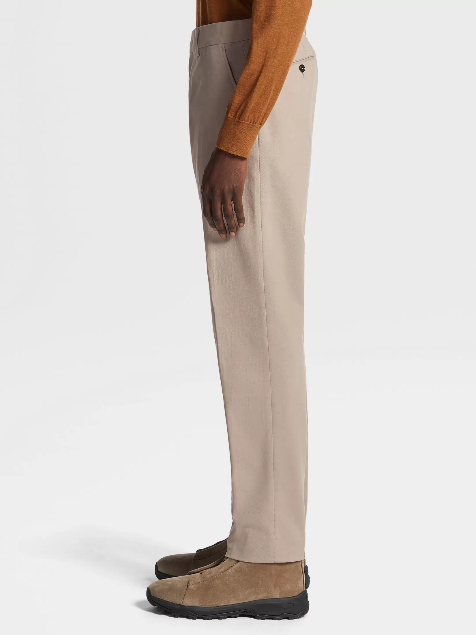 Cheap Pantaloni in Misto Cotone Winter Chino Tortora Chiaro Pantaloni